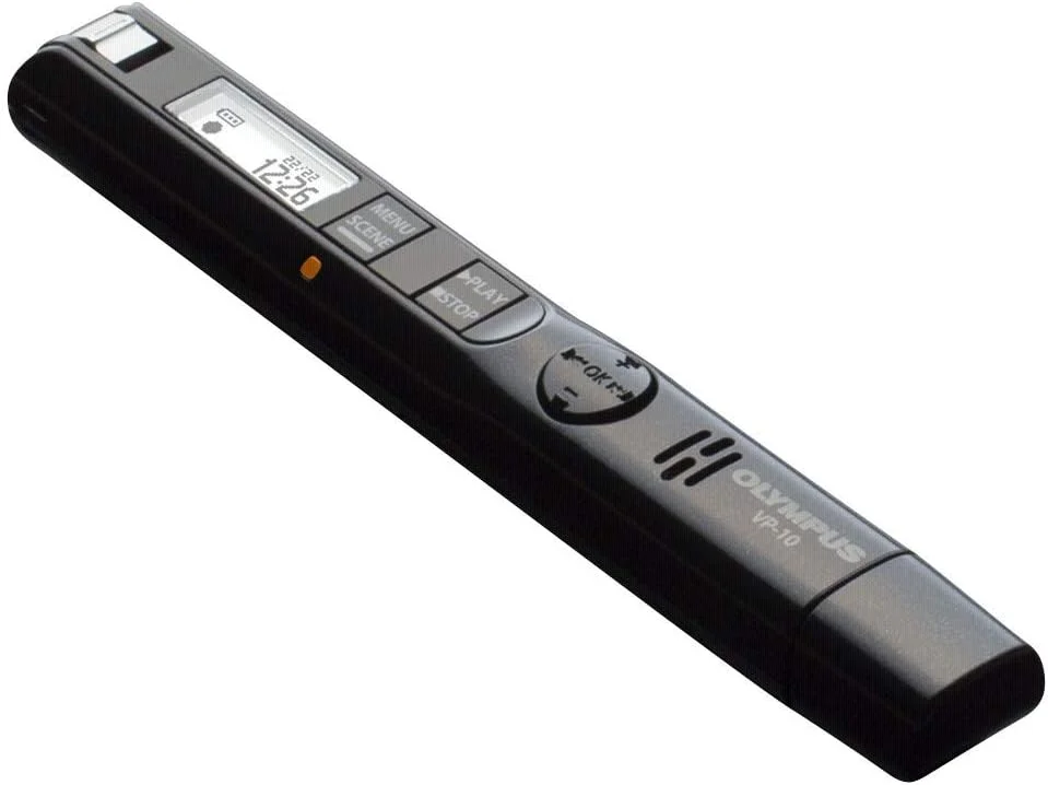 ضبط کننده صدای استریو Olympus VP-10 با میکروفون همه جهته، فیلتر ضد خش خش، ضبط با یک لمس، اتصال مستقیم به کامپیوتر و حافظه 4 گیگابایتی، مشکی
