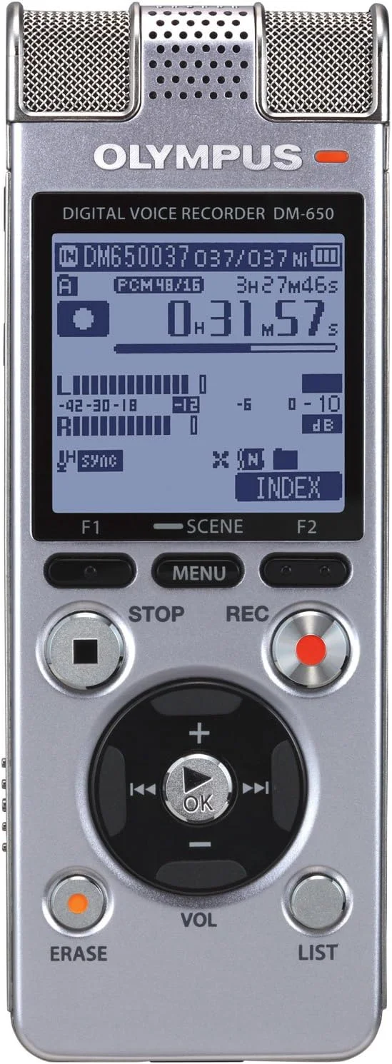 ضبط استریو PCM 16 بیتی Olympus DM-650 - متالیک