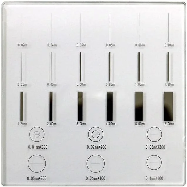 تجهیزات میکروسکوپ اسلاید کالیبراسیون میکروسکوپ 999 مقیاس متقاطع تخته اندازه گیری عرض خط رتیکل میکرومتر برای ابزارهای اندازه گیری عرض ترک