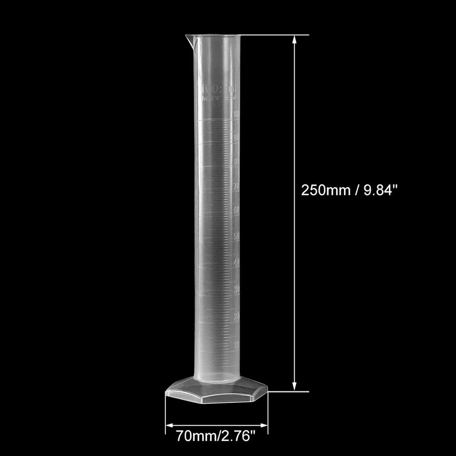 استوانه مدرج پلاستیکی Recogwood، 3 عدد، استوانه اندازه گیری 100 میلی لیتری، لوله آزمایش اندازه گیری علمی، مقیاس متریک تکی برای اندازه گیری مایعات در مجموعه آزمایشگاهی آشپزخانه در خانه
