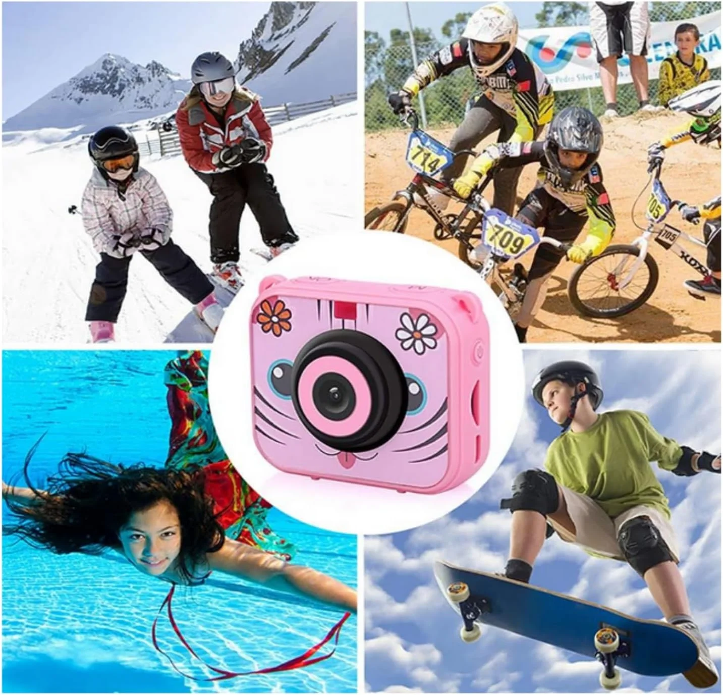 دوربین کودکانه ضد آب SKEIDO با صفحه نمایش LCD 2.0 اینچی، دوربین دیجیتال عکس و فیلم 1080P، ضبط کننده زیر آب، هدیه تولد و تعطیلات (صورتی) دوربین کودکانه ضد آب SKEIDO با صفحه نمایش LCD 2.0 اینچی، دوربین دیجیتال عکس و فیلم 1080P، ضبط کننده زیر آب، هدیه تولد و تعطیلات (صورتی)