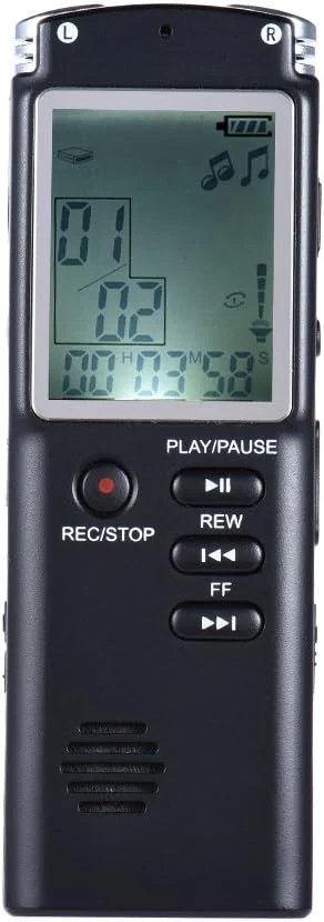 دستگاه ضبط صدا SKEIDO با حافظه 8 گیگابایت، کیفیت 1536 کیلوبیت بر ثانیه، پخش کننده MP3، فعال سازی صوتی (VAR)، تکرار A-B و ضبط مکالمات تلفنی