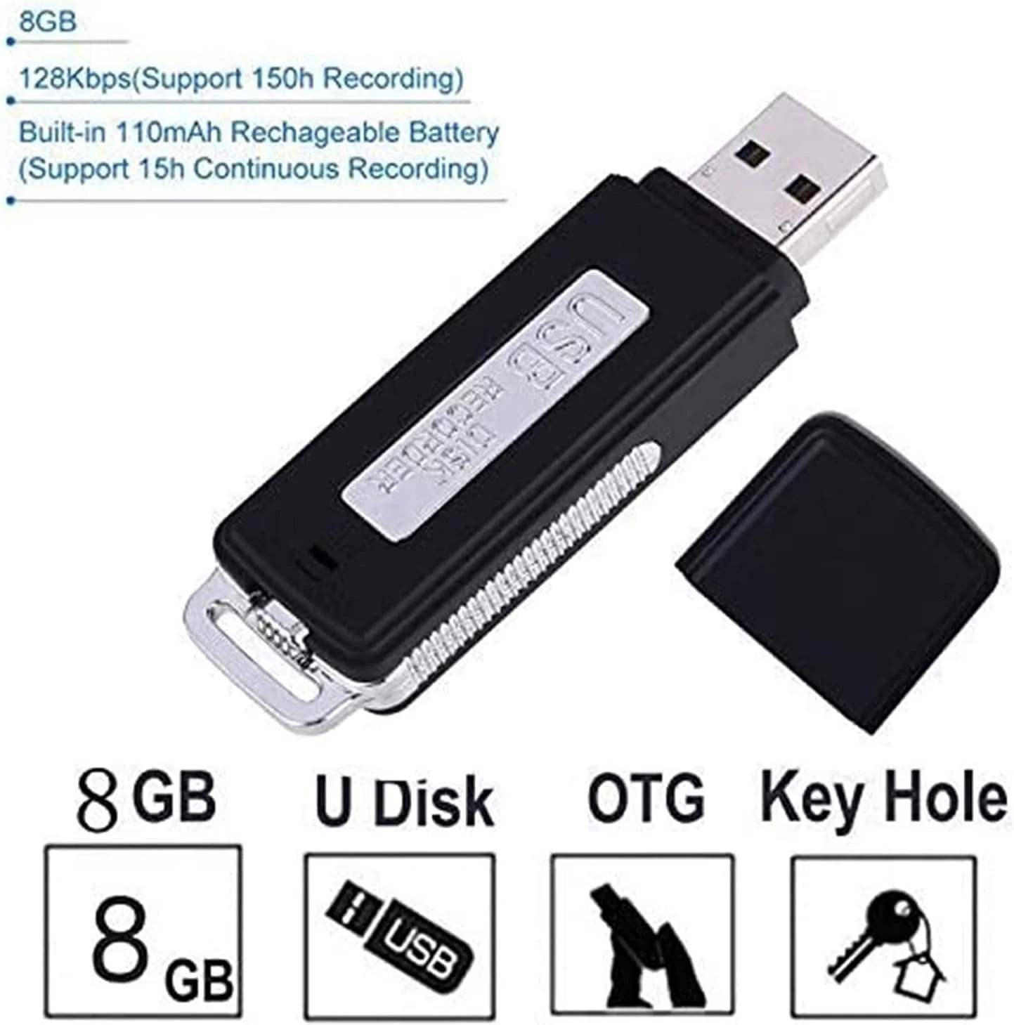 دستگاه ضبط صدای 8 گیگابایتی SKEIDO، ضبط کننده صدای مینی USB قابل شارژ، ضبط کننده فعال شده با صدا، دیکتافون با ظرفیت 150 ساعت دستگاه ضبط صدای 8 گیگابایتی SKEIDO، ضبط کننده صدای مینی USB قابل شارژ، ضبط کننده فعال شده با صدا، دیکتافون با ظرفیت 150 ساعت