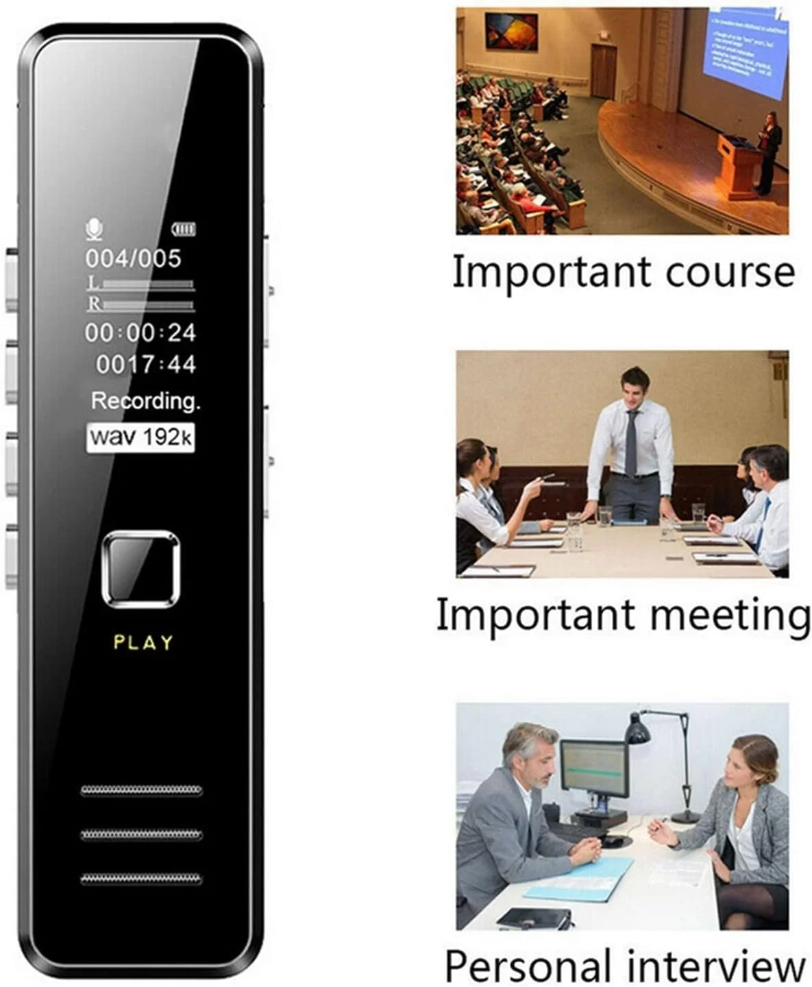 ضبط کننده صدای دیجیتال SKEIDO با بلندگو، 8 گیگابایت، USB قابل شارژ، پخش صدا، پخش کننده MP3، کاهش نویز، ضبط از راه دور