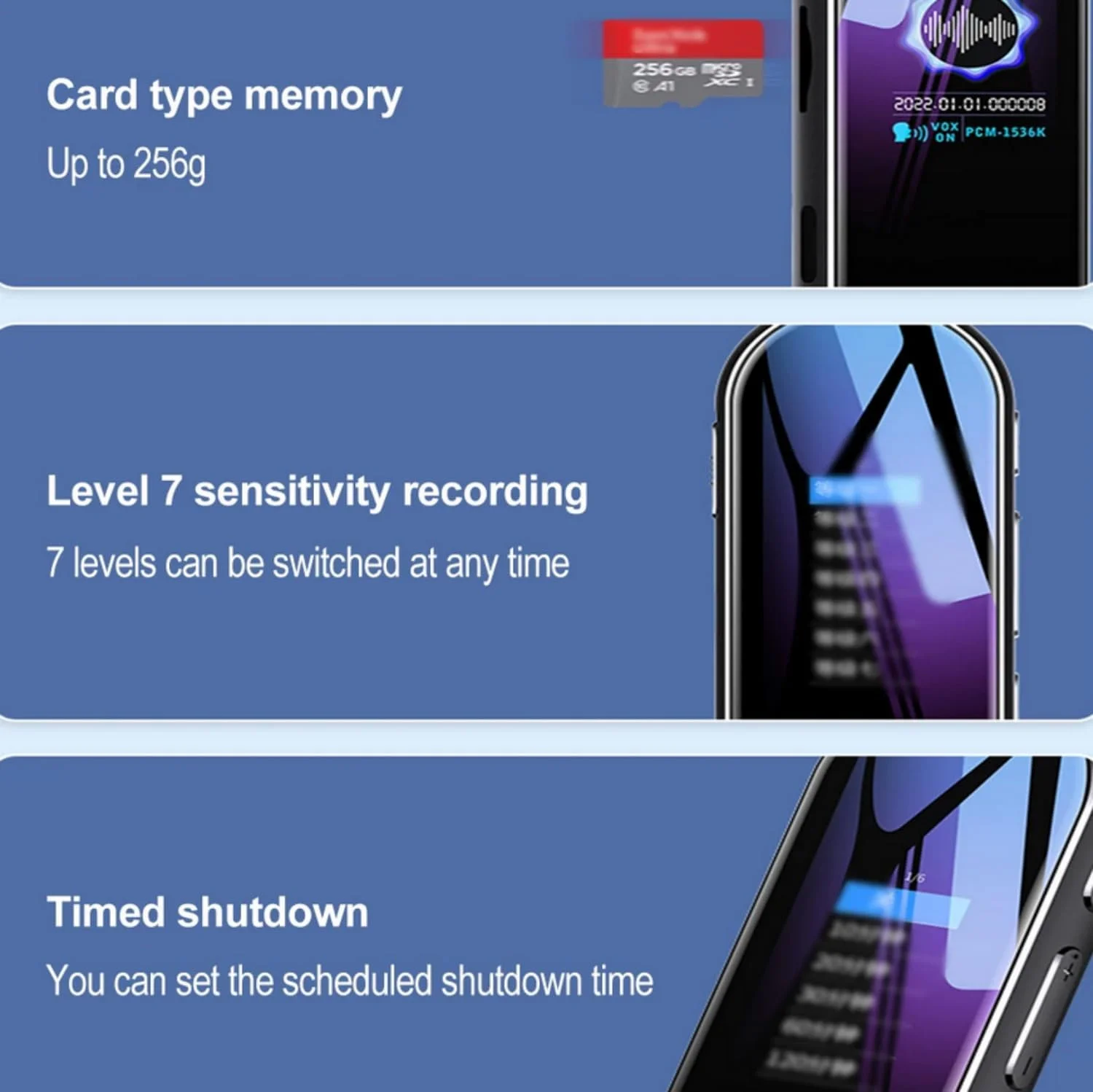 دستگاه ضبط صدای دیجیتال کوچک SKEIDO با حافظه 16 گیگابایت، ضبط کننده صدا 360 درجه، پخش کننده صوتی WAV MP3، دستگاه ضبط صدا با کاهش نویز، میکروفون های دوگانه