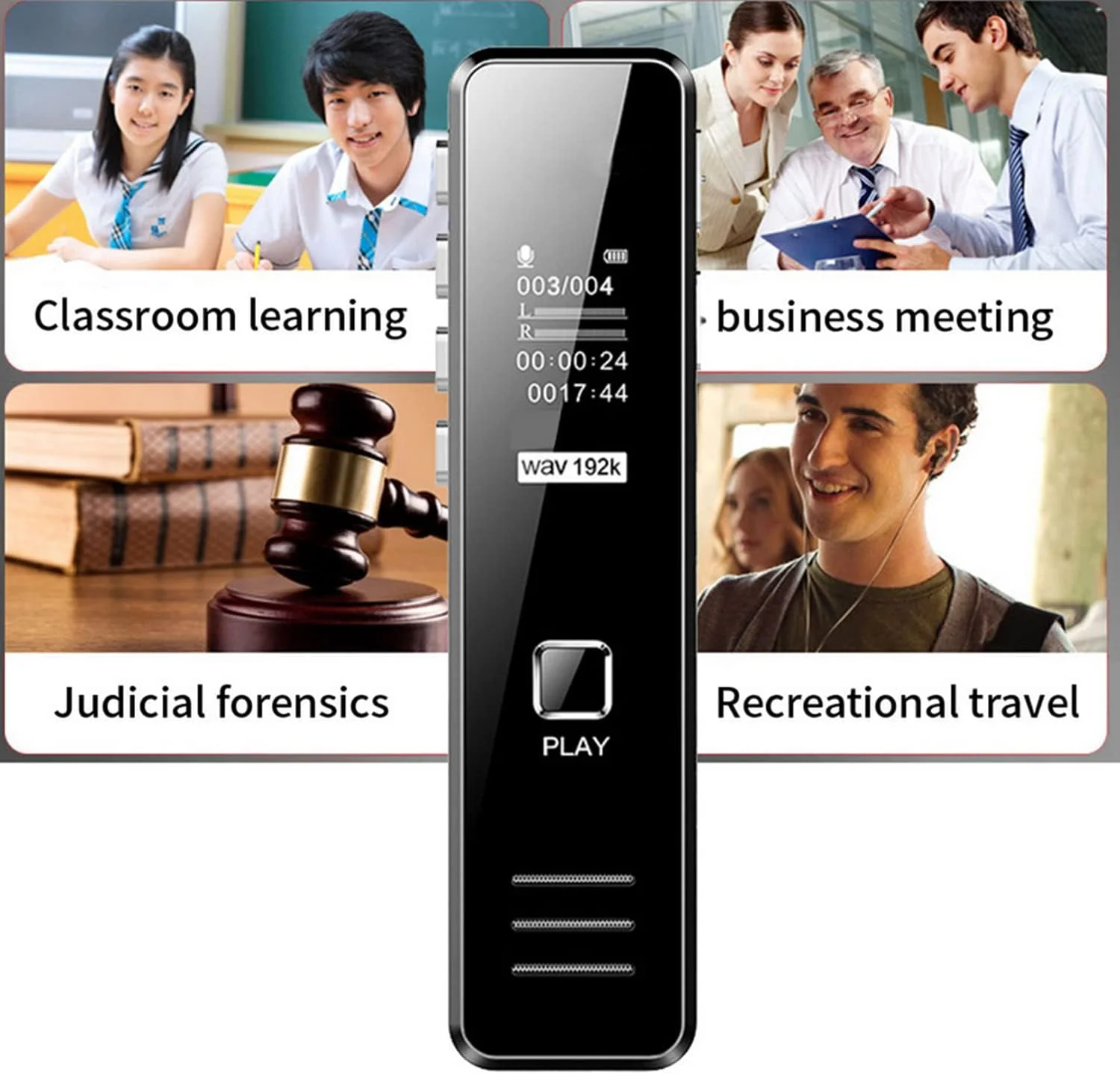 ضبط کننده صدای دیجیتال SKEIDO با بلندگو، 8 گیگابایت، USB قابل شارژ، پخش صدا، پخش کننده MP3، کاهش نویز، ضبط از راه دور