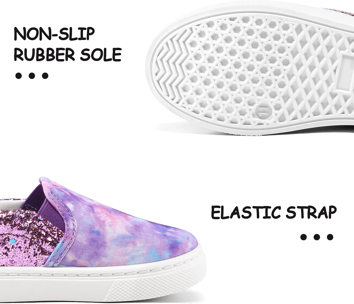 کفش کتانی بچه گانه K KomForme، مناسب دختران و پسران، مدل Slip On، جنس برزنت، مناسب پیاده روی، اکلیلی بنفش، سایز 1 بچه بزرگ