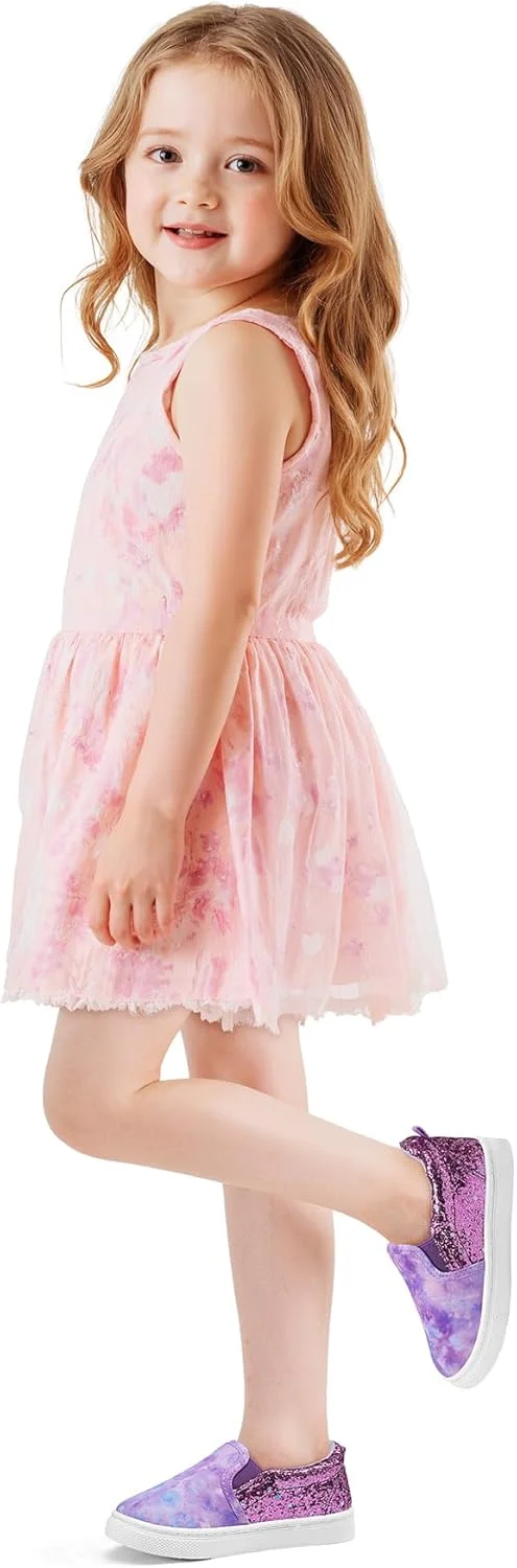 کفش کتانی بچه گانه K KomForme، مناسب دختران و پسران، مدل Slip On، جنس برزنت، مناسب پیاده روی، اکلیلی بنفش، سایز 1 بچه بزرگ