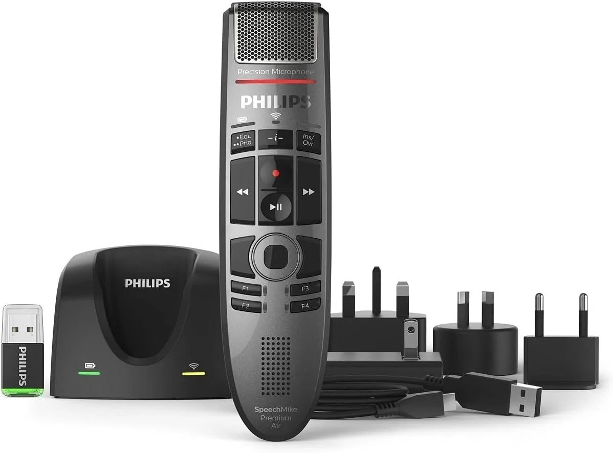 میکروفون دیکته بی سیم Philips SMP4000/00 SpeechMike Premium Air به همراه گیرنده بی سیم Philips ACC4100/00 AirBridge برای SpeechOne و SpeechMike Premium Air