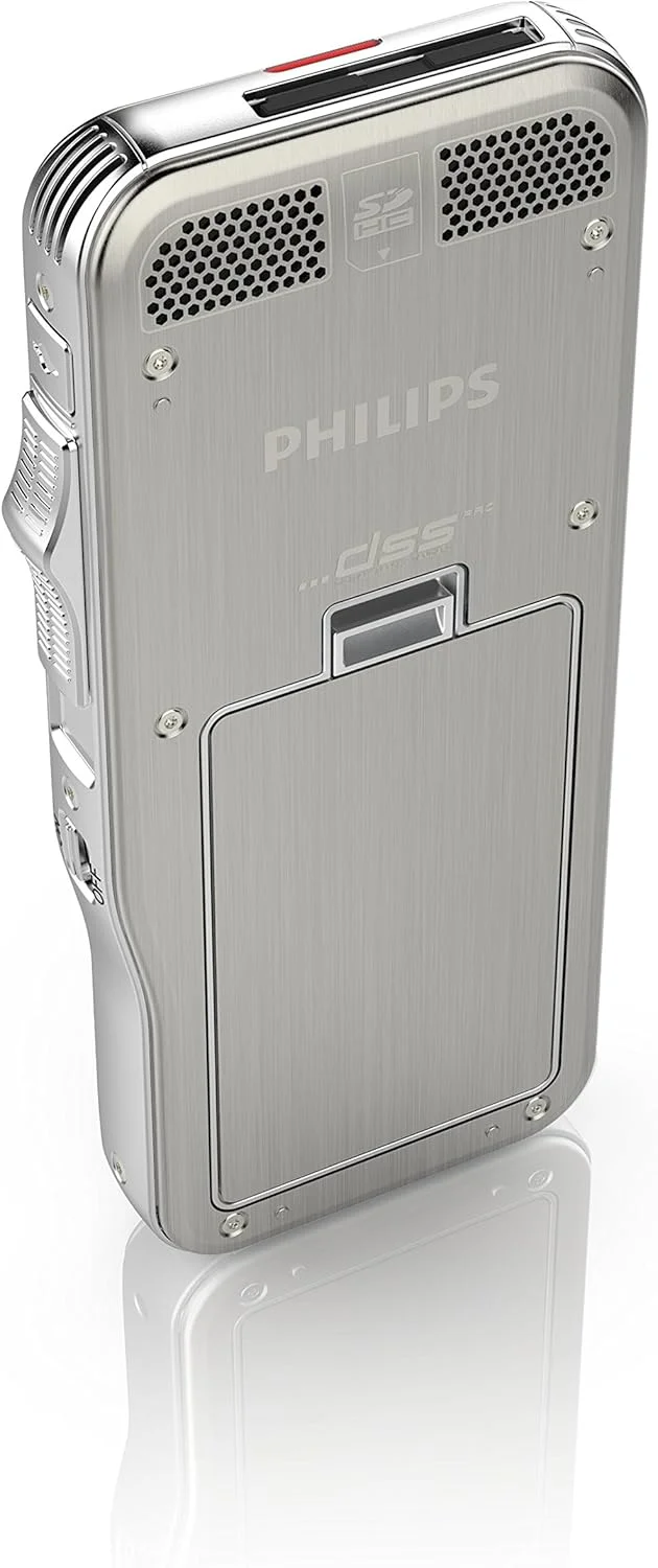 ضبط کننده صدای Philips Pocket Memo DVT8000/02 با سیستم میکروفون سه بعدی، باتری قابل شارژ و یادداشت برداری دیجیتال