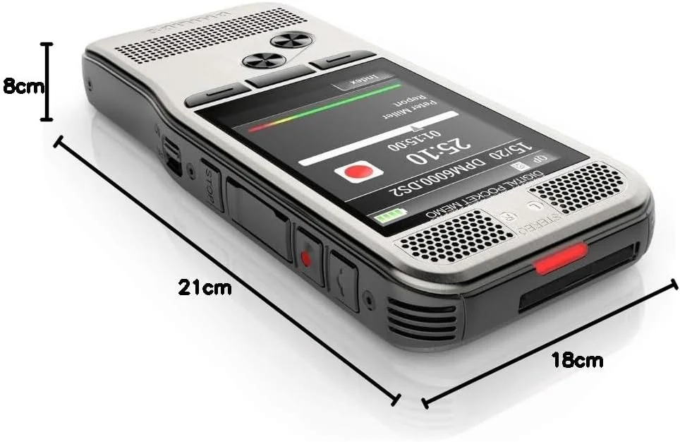 مجموعه ضبط و رونویسی Philips DPM6700/03 PocketMemo، دستگاه ضبط صدا DPM6000، پدال پایی ACC2330، هدفون استریو LFH0334 - SpeechExec Basic Dictate/Transcribe (شامل اشتراک 2 ساله)
