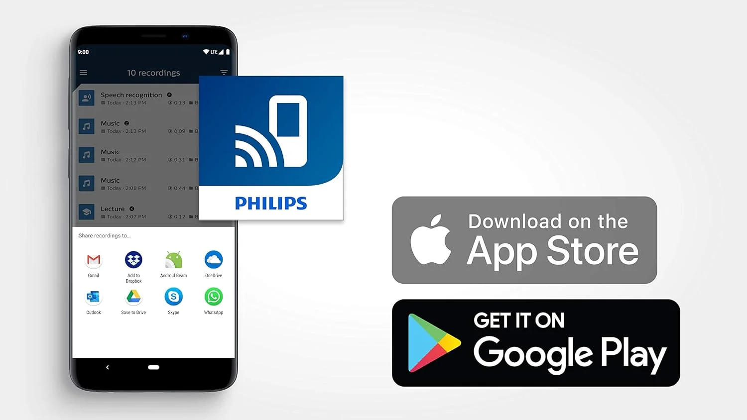 دستگاه ضبط صدا Philips Voice Tracer مدل DVT8110/00، ضبط دیجیتال جلسات، سه میکروفون با کیفیت بالا، باتری قابل شارژ
