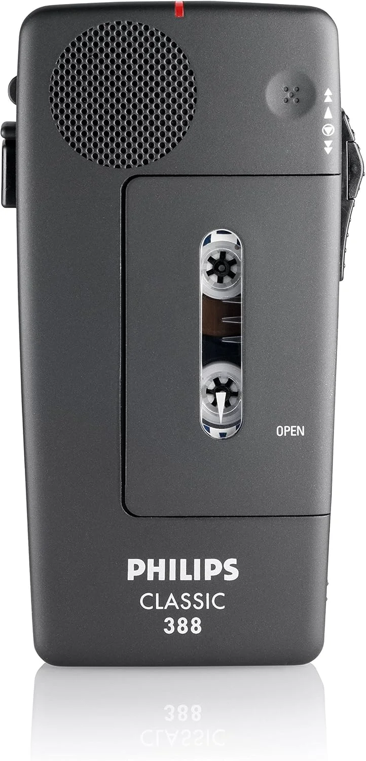 دستگاه ضبط صدا فیلیپس LFH0388 با نوار کاست کوچک آنالوگ، شامل 30 عدد نوار کاست کوچک و بند دستی - رنگ ذغالی