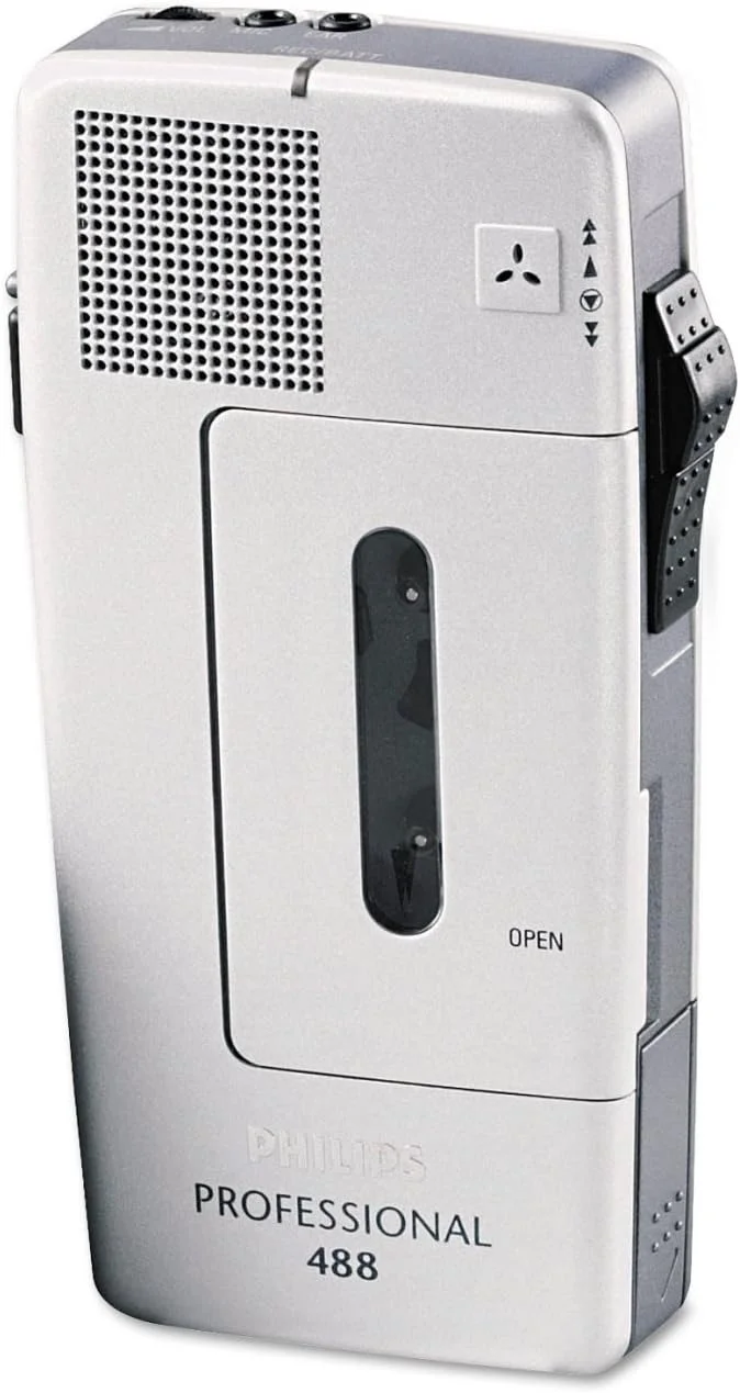 ضبط کننده صدای آنالوگ Philips Pocket Memo LFH0488 با نوار کاست کوچک (کلید کشویی، حساسیت میکروفون قابل انتخاب، کنترل ضبط خودکار، فعال سازی صوتی، صدای پایان نامه) نقره ای