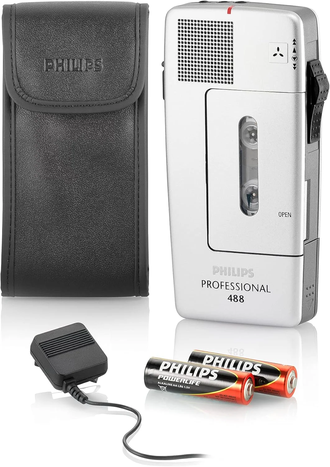 ضبط کننده صدای آنالوگ Philips Pocket Memo LFH0488 با نوار کاست کوچک (کلید کشویی، حساسیت میکروفون قابل انتخاب، کنترل ضبط خودکار، فعال سازی صوتی، صدای پایان نامه) نقره ای