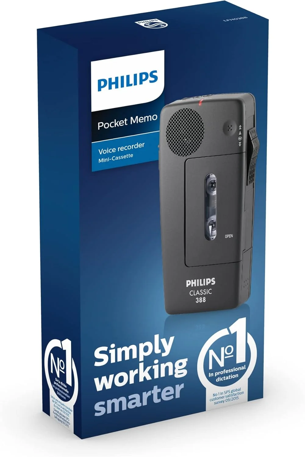 دستگاه ضبط صدا فیلیپس LFH0388 با نوار کاست کوچک آنالوگ، شامل 30 عدد نوار کاست کوچک و بند دستی - رنگ ذغالی