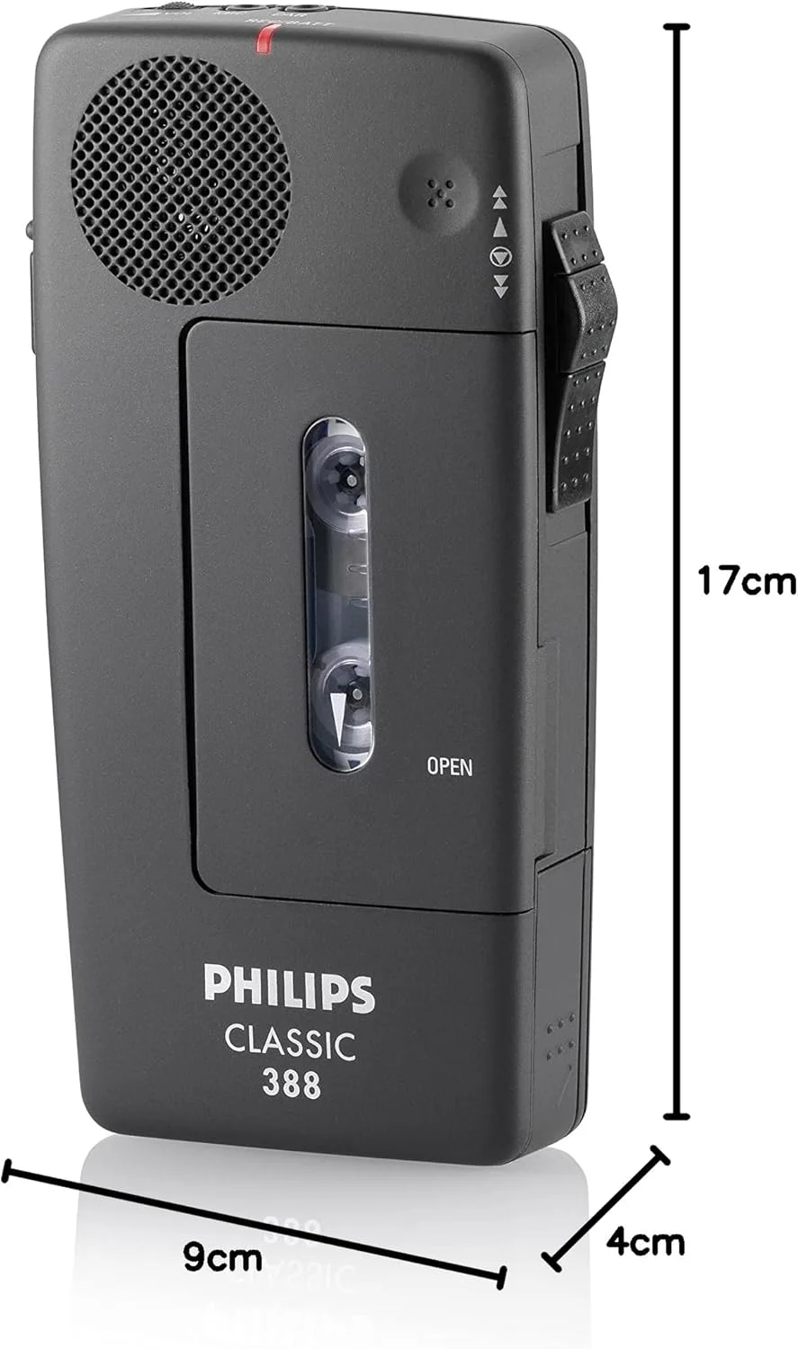 دستگاه ضبط صدا فیلیپس LFH0388 با نوار کاست کوچک آنالوگ، شامل 30 عدد نوار کاست کوچک و بند دستی - رنگ ذغالی