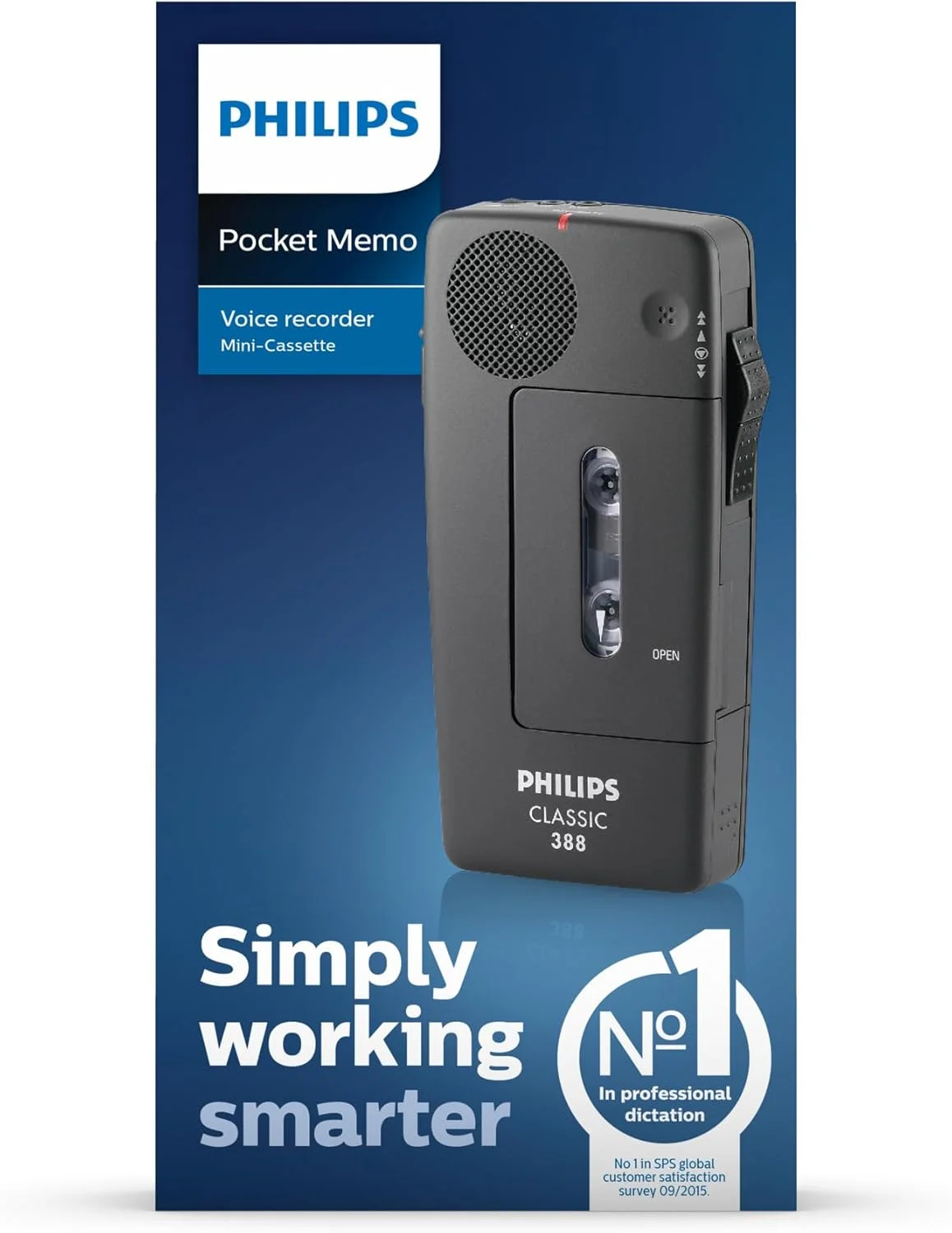 دستگاه ضبط صدا فیلیپس LFH0388 با نوار کاست کوچک آنالوگ، شامل 30 عدد نوار کاست کوچک و بند دستی - رنگ ذغالی