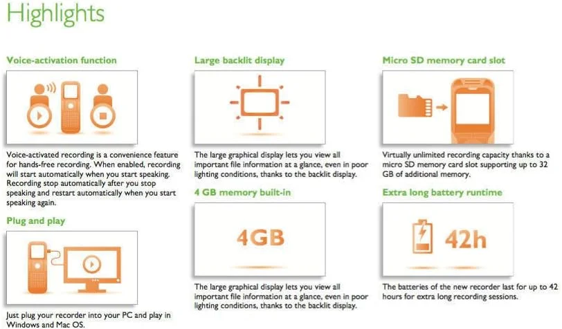 ضبط کننده صدای دیجیتال 4 گیگابایتی Philips DVT 1200 - نقره ای تیره/مشکی