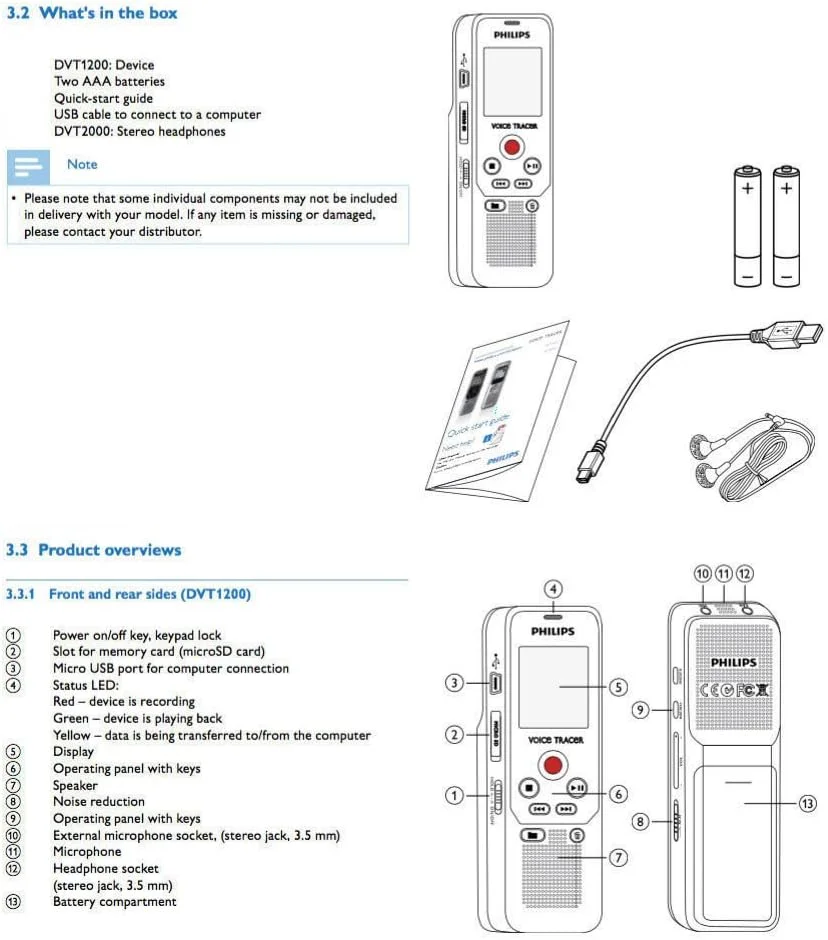 ضبط کننده صدای دیجیتال 4 گیگابایتی Philips DVT 1200 - نقره ای تیره/مشکی