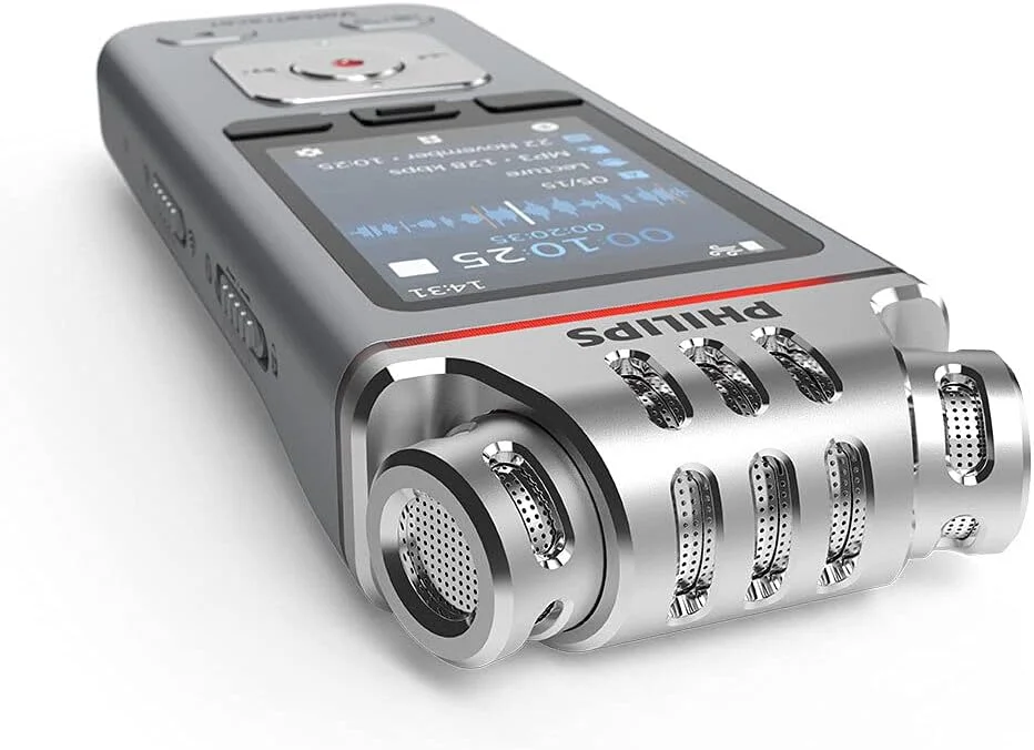 ضبط کننده صدای فیلیپس مدل Voice Tracer DVT4110/00، ضبط دیجیتال صدا، دارای سه میکروفون با کیفیت، باتری قابل شارژ و اپلیکیشن موبایل