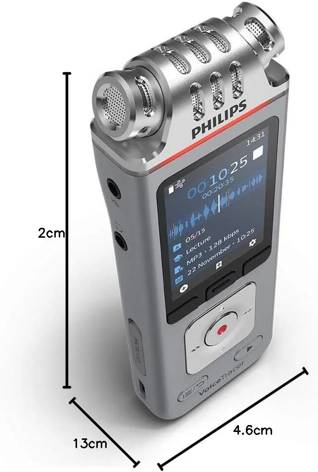 ضبط کننده صدای فیلیپس مدل Voice Tracer DVT4110/00، ضبط دیجیتال صدا، دارای سه میکروفون با کیفیت، باتری قابل شارژ و اپلیکیشن موبایل