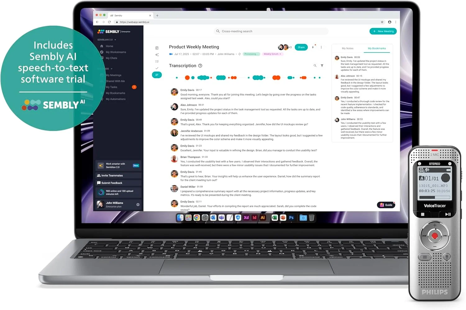 ضبط کننده صدای Philips VoiceTracer DVT2015، استریو MP3، حافظه داخلی 8 گیگابایتی، همراه با نرم افزار ابری تبدیل گفتار به متن ضبط کننده صدای Philips VoiceTracer DVT2015، استریو MP3، حافظه داخلی 8 گیگابایتی، همراه با نرم افزار ابری تبدیل گفتار به متن