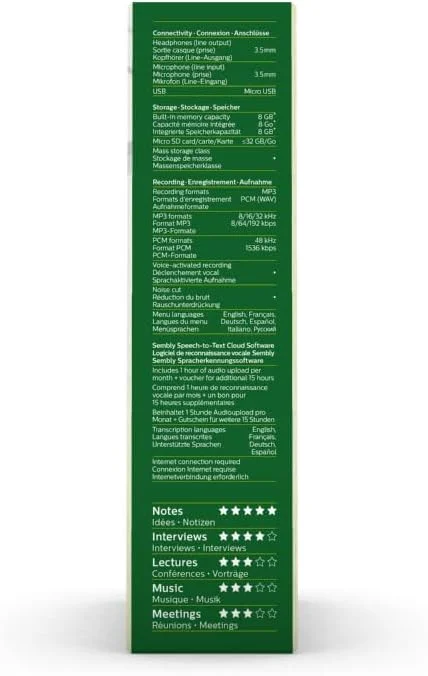 ضبط کننده صدای Philips VoiceTracer DVT2015، استریو MP3، حافظه داخلی 8 گیگابایتی، همراه با نرم افزار ابری تبدیل گفتار به متن ضبط کننده صدای Philips VoiceTracer DVT2015، استریو MP3، حافظه داخلی 8 گیگابایتی، همراه با نرم افزار ابری تبدیل گفتار به متن