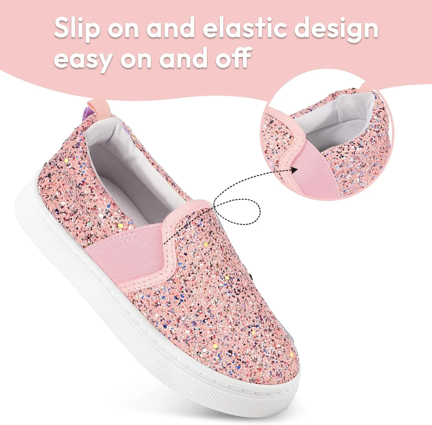 کفش های بچه گانه دخترانه K KomForme، کفش های تنیس/پیاده روی لغزنده، کفش های کتانی غیر رسمی بوم برای دختران کوچک