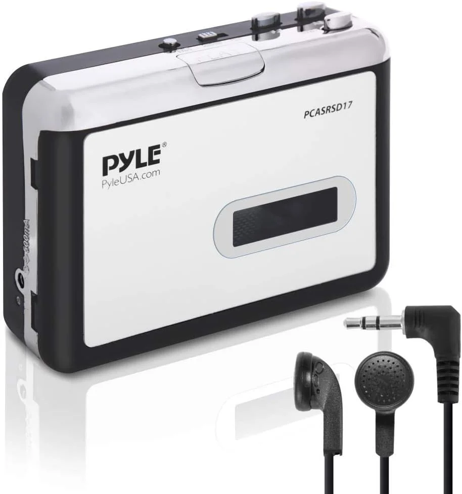 دستگاه پخش و ضبط کننده کاست به MP3 پایل مدل 2 در 1 - دیجیتایزر صوتی نوار قابل حمل با باتری، پخش کننده کاست واکمن USB با ضبط دستی/خودکار، جک صوتی 3.5 میلی متری، هدفون، کابل برق