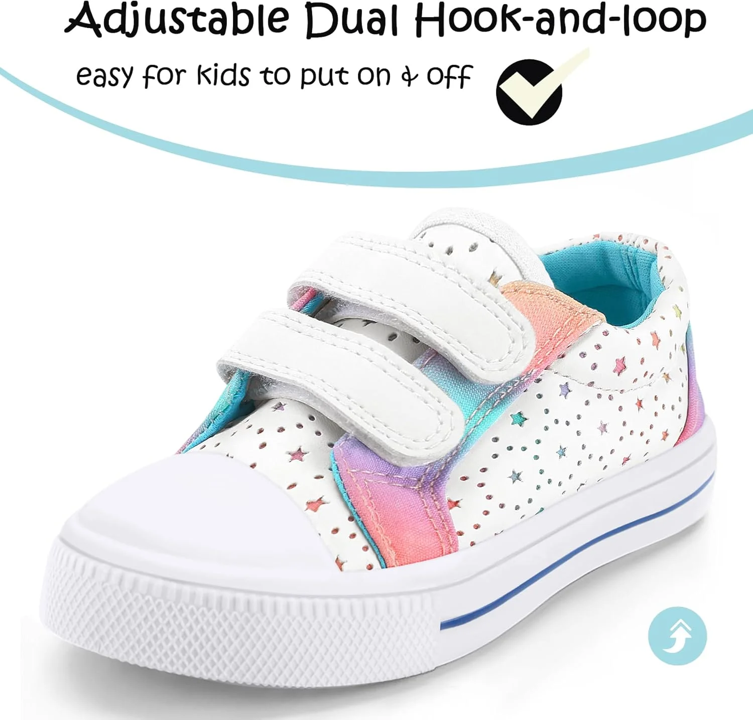 کفش های پسرانه و دخترانه K KomForme، کفش های کتانی بوم بچه گانه با طرح کارتونی دو چسبی، ستاره توخالی، سایز 9 کودک نوپا