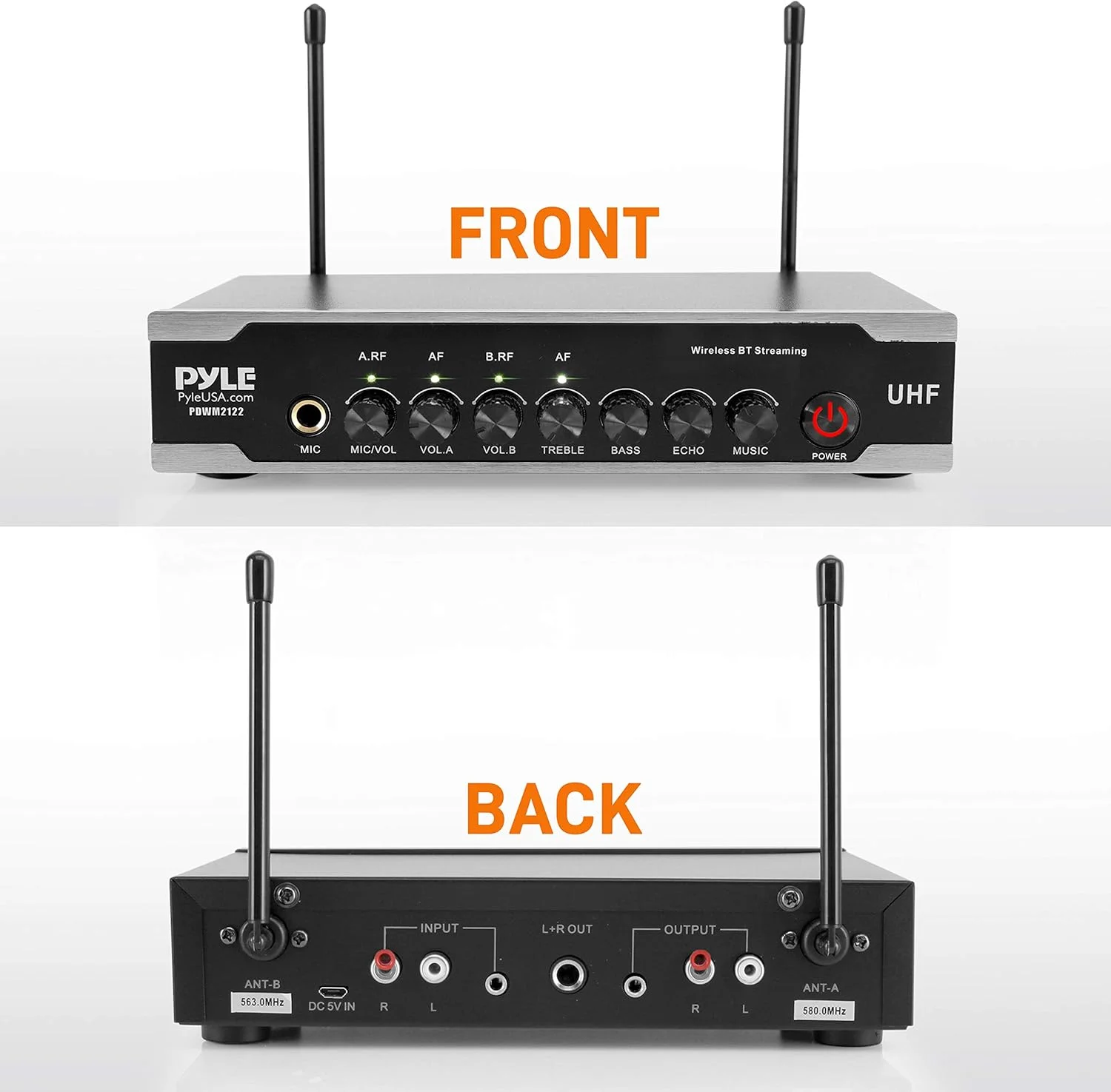 سیستم میکروفون بی سیم UHF قابل حمل - هدست بی سیم بلوتوثی میکروفون یقه ای لاوالیر با 2 فرستنده کمربندی با باتری، گیرنده، Aux، برای PA Karaoke DJ Party - Pyle PDWM2122 سیستم میکروفون بی سیم UHF قابل حمل - هدست بی سیم بلوتوثی میکروفون یقه ای لاوالیر با 2 فرستنده کمربندی با باتری، گیرنده، Aux، برای PA Karaoke DJ Party - Pyle PDWM2122