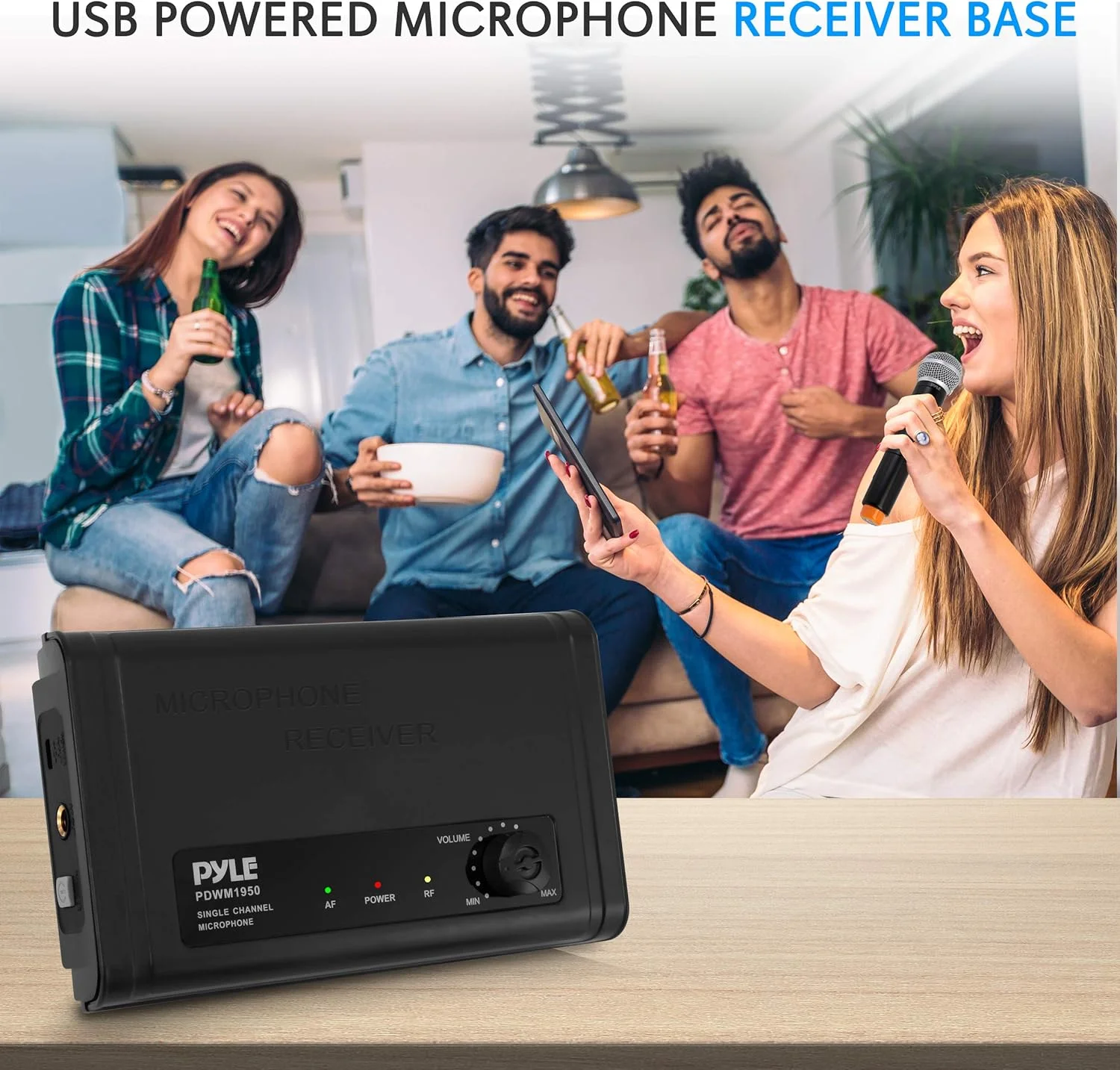 سیستم میکروفون بی سیم UHF جمع و جور PYLE - ست گیرنده میکروفون دیجیتال تک کاناله رومیزی قابل حمل حرفه ای با 1 میکروفون دستی، پایه گیرنده، کابل USB، باتری، برای خانه، PA، کارائوکه، DJ مدل PDWM1950 سیستم میکروفون بی سیم UHF جمع و جور PYLE - ست گیرنده میکروفون دیجیتال تک کاناله رومیزی قابل حمل حرفه ای با 1 میکروفون دستی، پایه گیرنده، کابل USB، باتری، برای خانه، PA، کارائوکه، DJ مدل PDWM1950