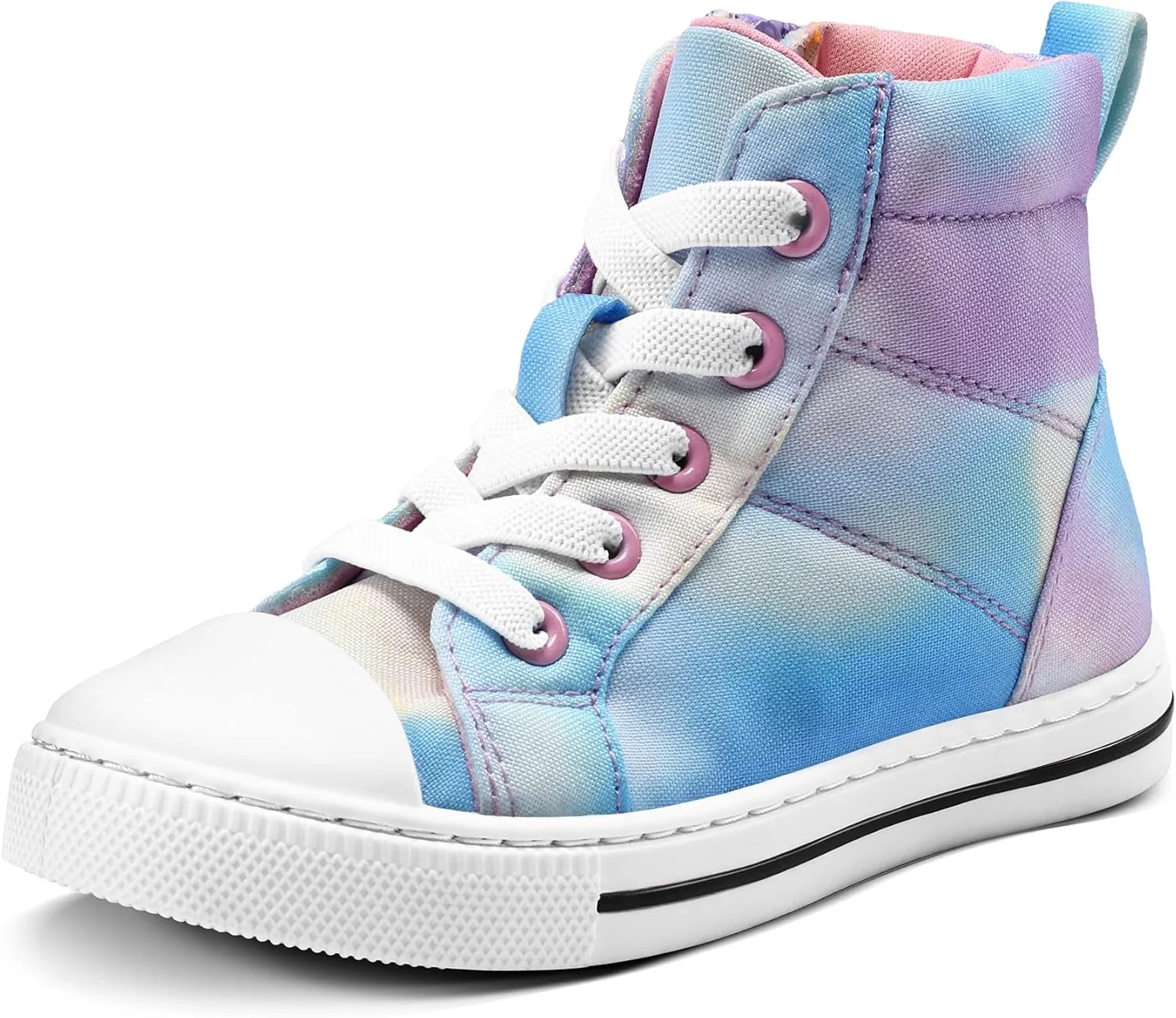 کفشهای کتانی بچگانه K KomForme برای پسران و دختران، کفشهای پیادهروی ساق بلند بوم با زیپ، گرادیان رنگ، سایز بزرگ کفشهای کتانی بچگانه K KomForme برای پسران و دختران، کفشهای پیادهروی ساق بلند بوم با زیپ، گرادیان رنگ، سایز بزرگ