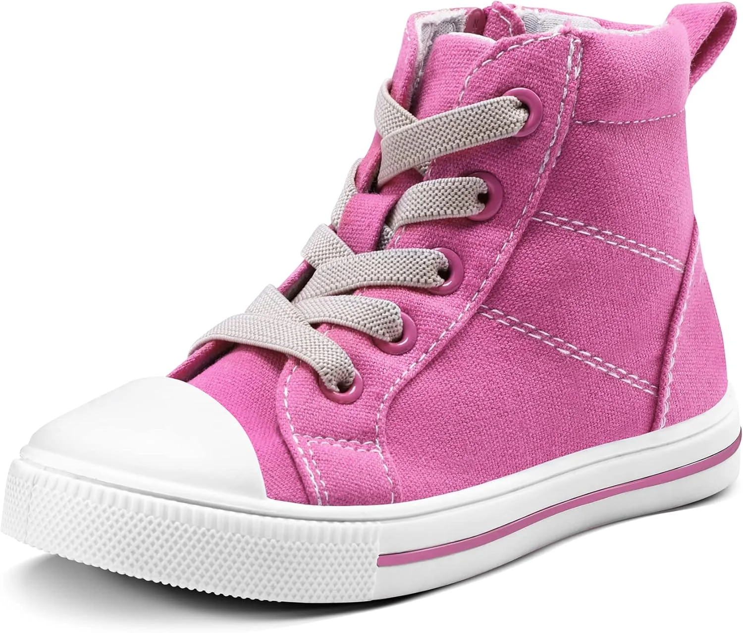 کفش کتانی بچه گانه K KomForme برای پسران و دختران، کفش های پیاده روی ساق بلند بوم با زیپ، صورتی، سایز 1 بچه بزرگ