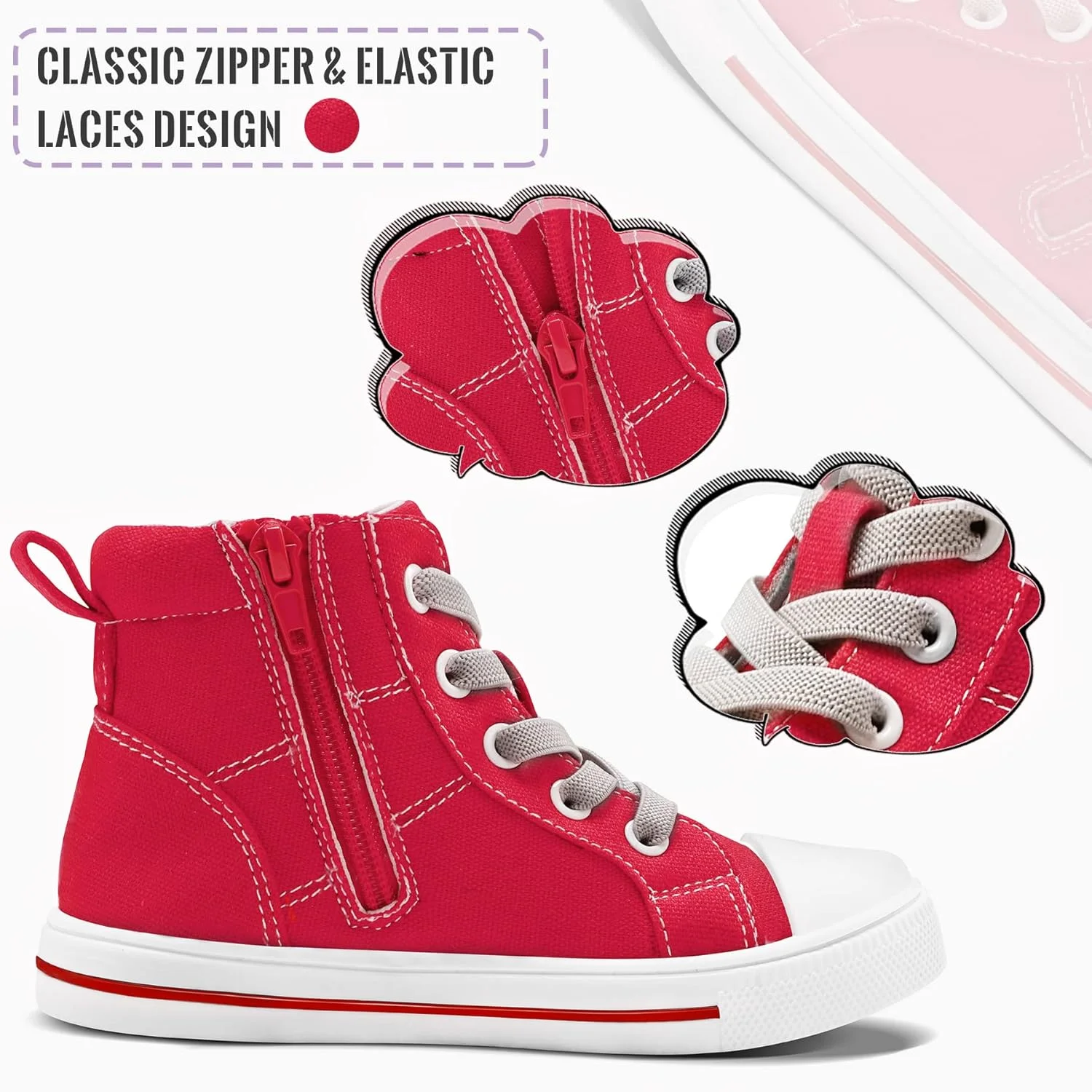 کفش کتانی بچه گانه K KomForme برای پسران و دختران، کفش های پیاده روی ساق بلند بوم با زیپ، قرمز، سایز 12 کودک کفش کتانی بچه گانه K KomForme برای پسران و دختران، کفش های پیاده روی ساق بلند بوم با زیپ، قرمز، سایز 12 کودک