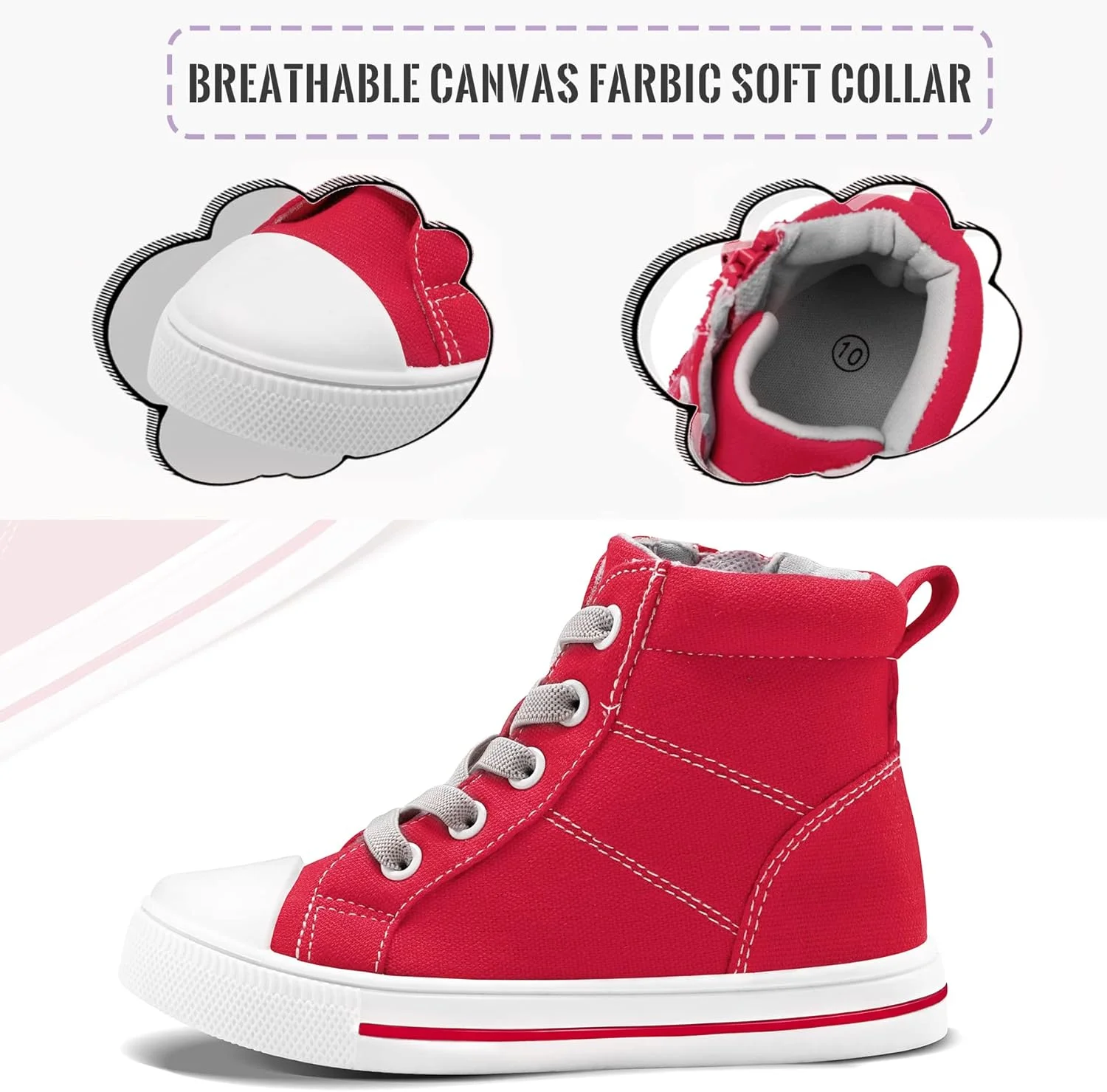 کفش کتانی بچگانه K KomForme برای پسران و دختران، کفش های ساق بلند بوم گردی و پیاده روی با زیپ، قرمز، سایز 1 بچه بزرگ کفش کتانی بچگانه K KomForme برای پسران و دختران، کفش های ساق بلند بوم گردی و پیاده روی با زیپ، قرمز، سایز 1 بچه بزرگ