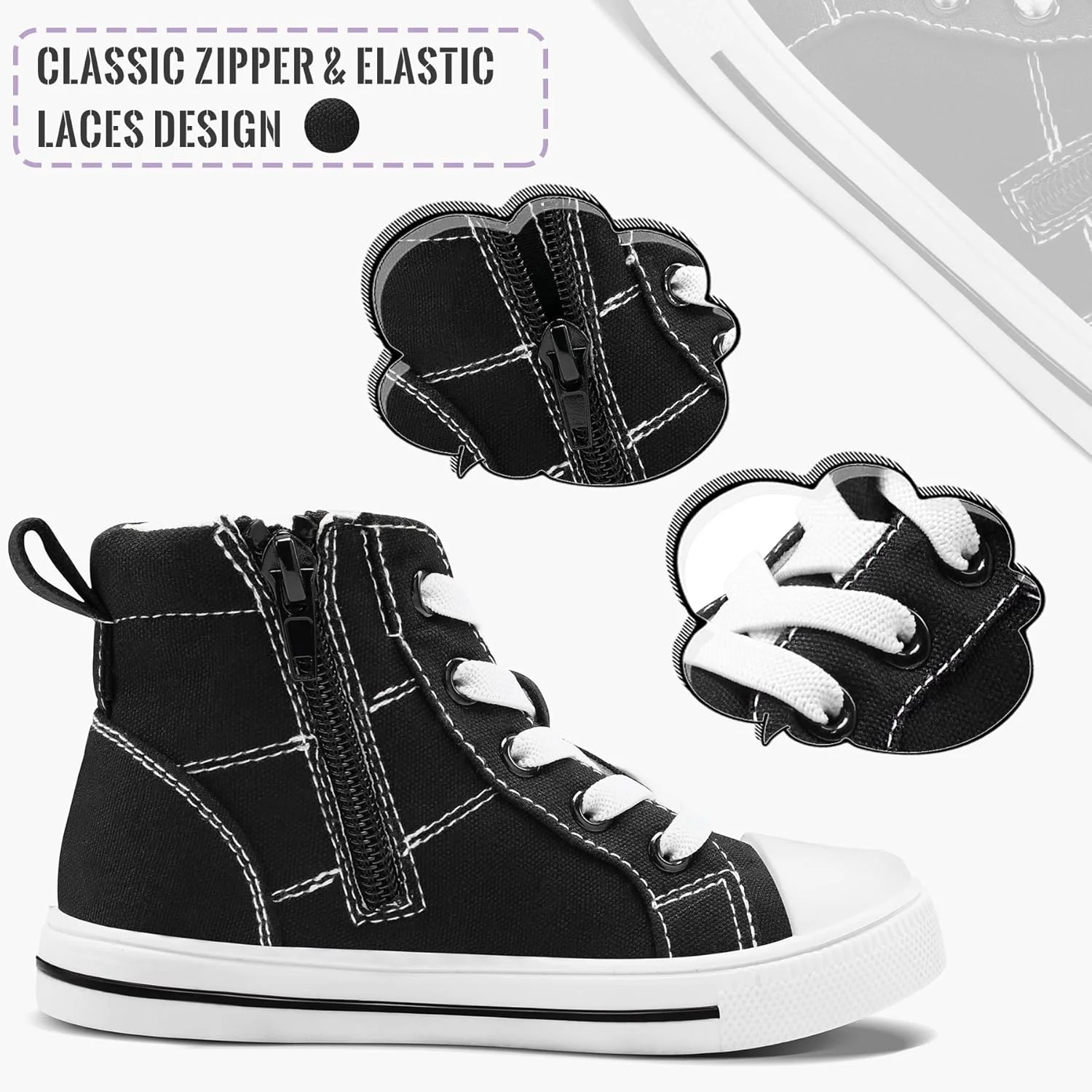 کفش کتانی ساق بلند بچه گانه K KomForme با زیپ، سایز 4 بچه بزرگ