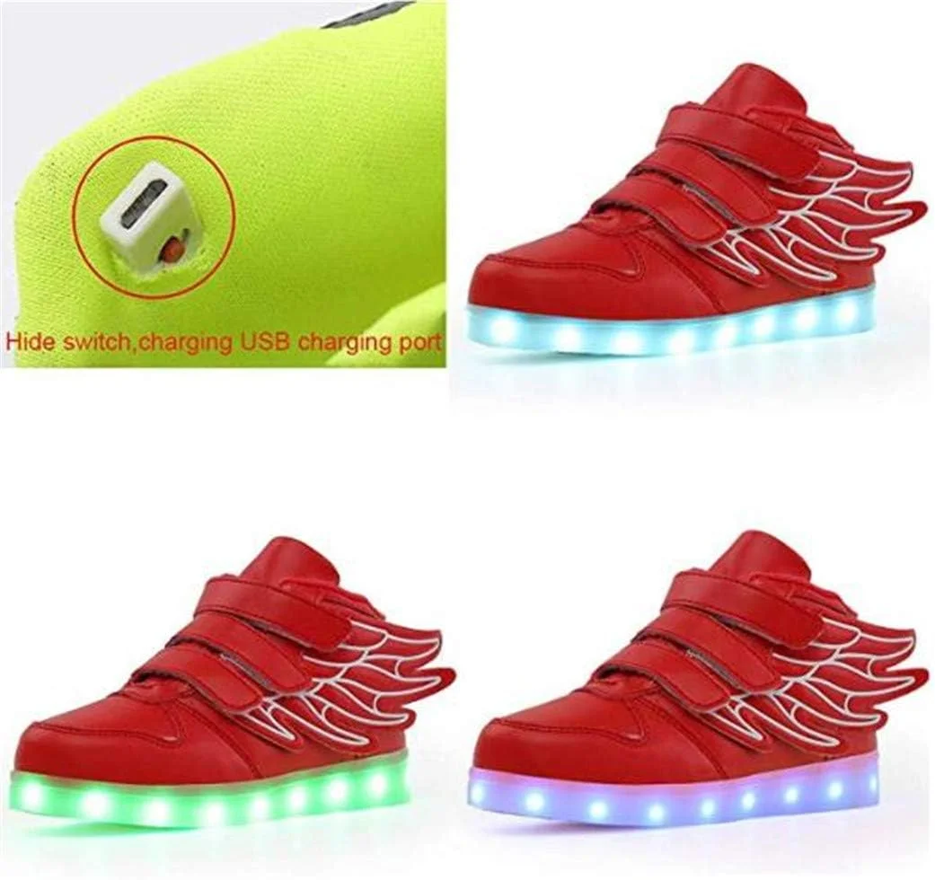 کفشهای فشن LED بچگانه کفش ورزشی چراغ دار با بال 7 رنگ چراغ چشمک زن برای پسران دختران هدیه کفش ورزشی ساق بلند شارژ USB، قرمز، 36 کفشهای فشن LED بچگانه کفش ورزشی چراغ دار با بال 7 رنگ چراغ چشمک زن برای پسران دختران هدیه کفش ورزشی ساق بلند شارژ USB، قرمز، 36