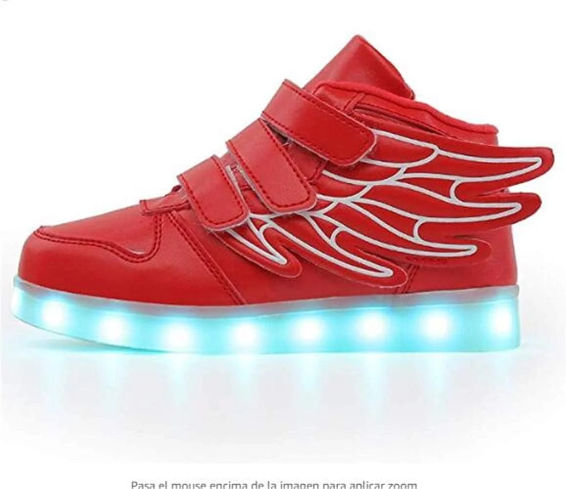 کفش های فشن LED بچه گانه کفش های کتانی چراغ دار با بال 7 رنگ چراغ چشمک زن برای پسران دخترانه هدیه کفش های کتانی ساق بلند شارژ USB، قرمز، 36 کفش های فشن LED بچه گانه کفش های کتانی چراغ دار با بال 7 رنگ چراغ چشمک زن برای پسران دخترانه هدیه کفش های کتانی ساق بلند شارژ USB، قرمز، 36