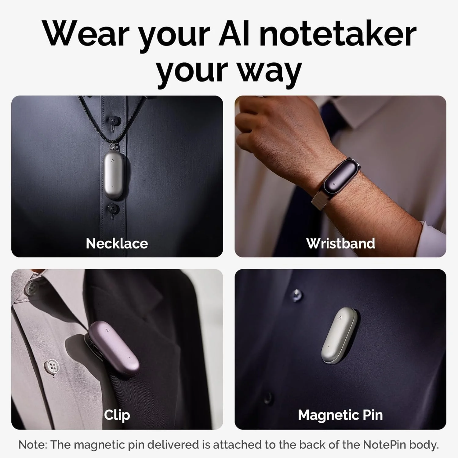 ضبط کننده صدای هوش مصنوعی، ضبط کننده صدای PLAUD NotePIN، کنترل برنامه، رونویسی و خلاصه سازی با پشتیبانی از ChatGPT، پشتیبانی از 59 زبان، حافظه 64 گیگابایتی، خاکستری ضبط کننده صدای هوش مصنوعی، ضبط کننده صدای PLAUD NotePIN، کنترل برنامه، رونویسی و خلاصه سازی با پشتیبانی از ChatGPT، پشتیبانی از 59 زبان، حافظه 64 گیگابایتی، خاکستری