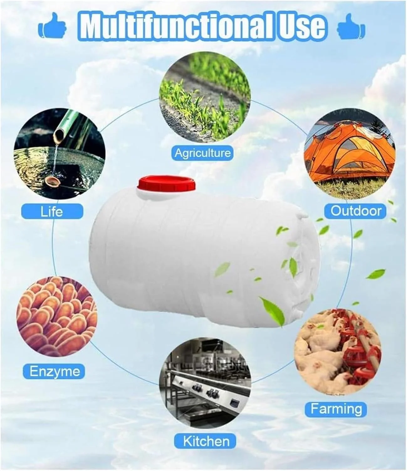 مخزن آب مسافرتی فضای باز JIESOO 100L/200L، مخازن ذخیره آب خانگی، مخازن آب پلاستیکی چند منظوره، ذخیره آب برای کمپینگ و پیاده روی (110 لیتر)