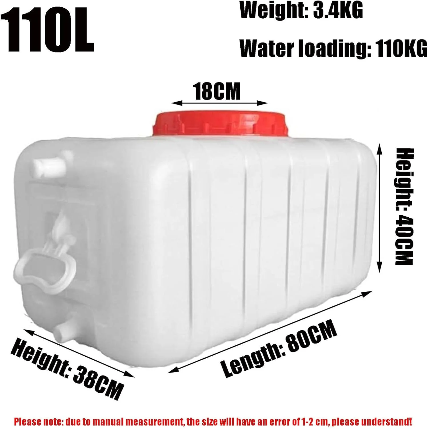 مخزن آب مسافرتی فضای باز JIESOO 100L/200L، مخازن ذخیره آب خانگی، مخازن آب پلاستیکی چند منظوره، ذخیره آب برای کمپینگ و پیاده روی (110 لیتر)