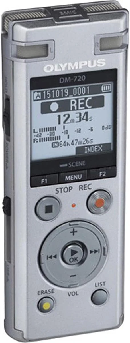 ضبط کننده صدای OLYMPUS OM SYSTEM DM-720 با 4 گیگابایت حافظه، اسلات میکرو SD، شارژ USB، اتصال مستقیم به کامپیوتر، حالت رونویسی، نقره ای ضبط کننده صدای OLYMPUS OM SYSTEM DM-720 با 4 گیگابایت حافظه، اسلات میکرو SD، شارژ USB، اتصال مستقیم به کامپیوتر، حالت رونویسی، نقره ای
