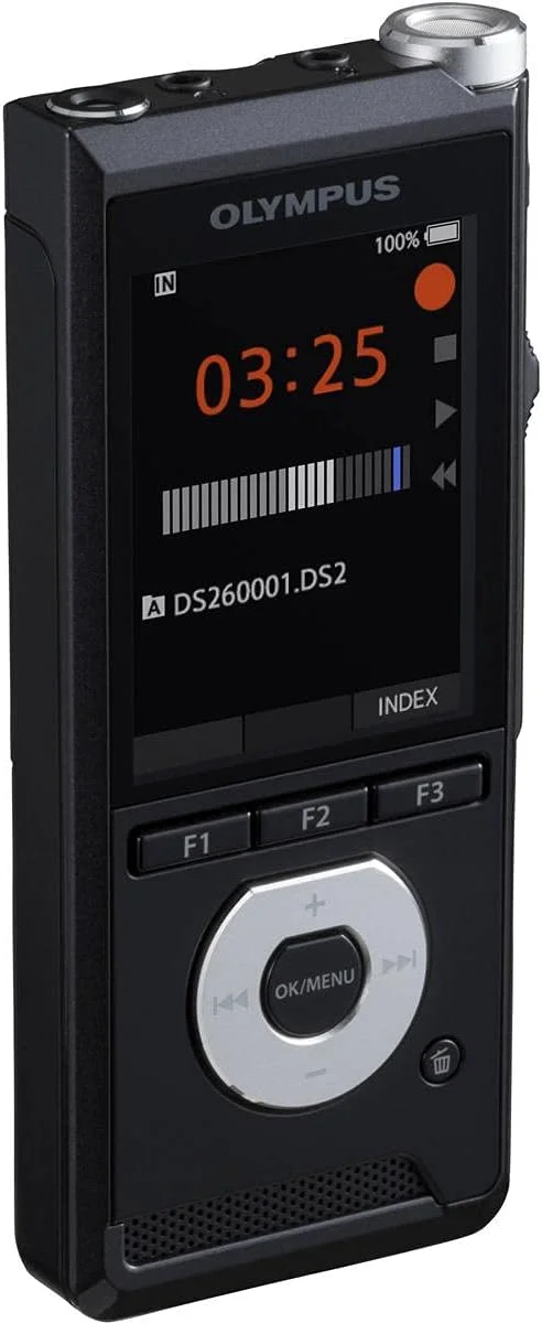 دستگاه ضبط صدای دیجیتال OM SYSTEM Digital Solutions DS-2600، باتری های قابل شارژ، کیف و نرم افزار دیکته Digital Solutions، مشکی