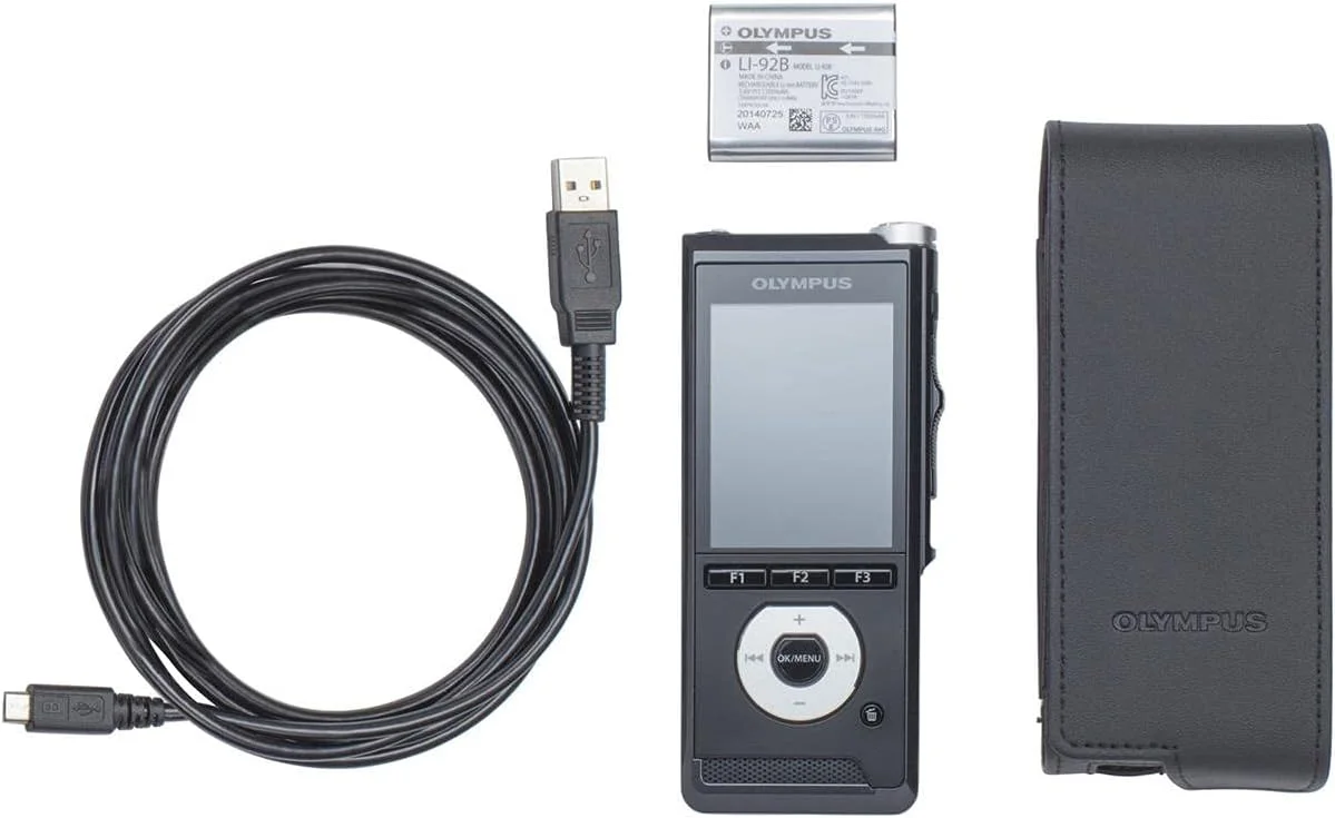 دستگاه ضبط صدای دیجیتال OM SYSTEM Digital Solutions DS-2600، باتری های قابل شارژ، کیف و نرم افزار دیکته Digital Solutions، مشکی