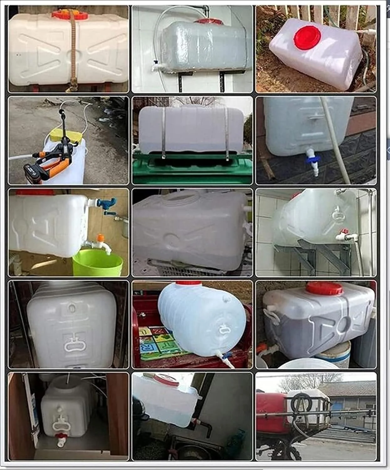 مخزن آب فضای باز JIESOO 25L/50L/100L/150L/200L برای مصارف خانگی، بشکه تانک خارجی ضخیم مستطیل سفید (50 لیتر)