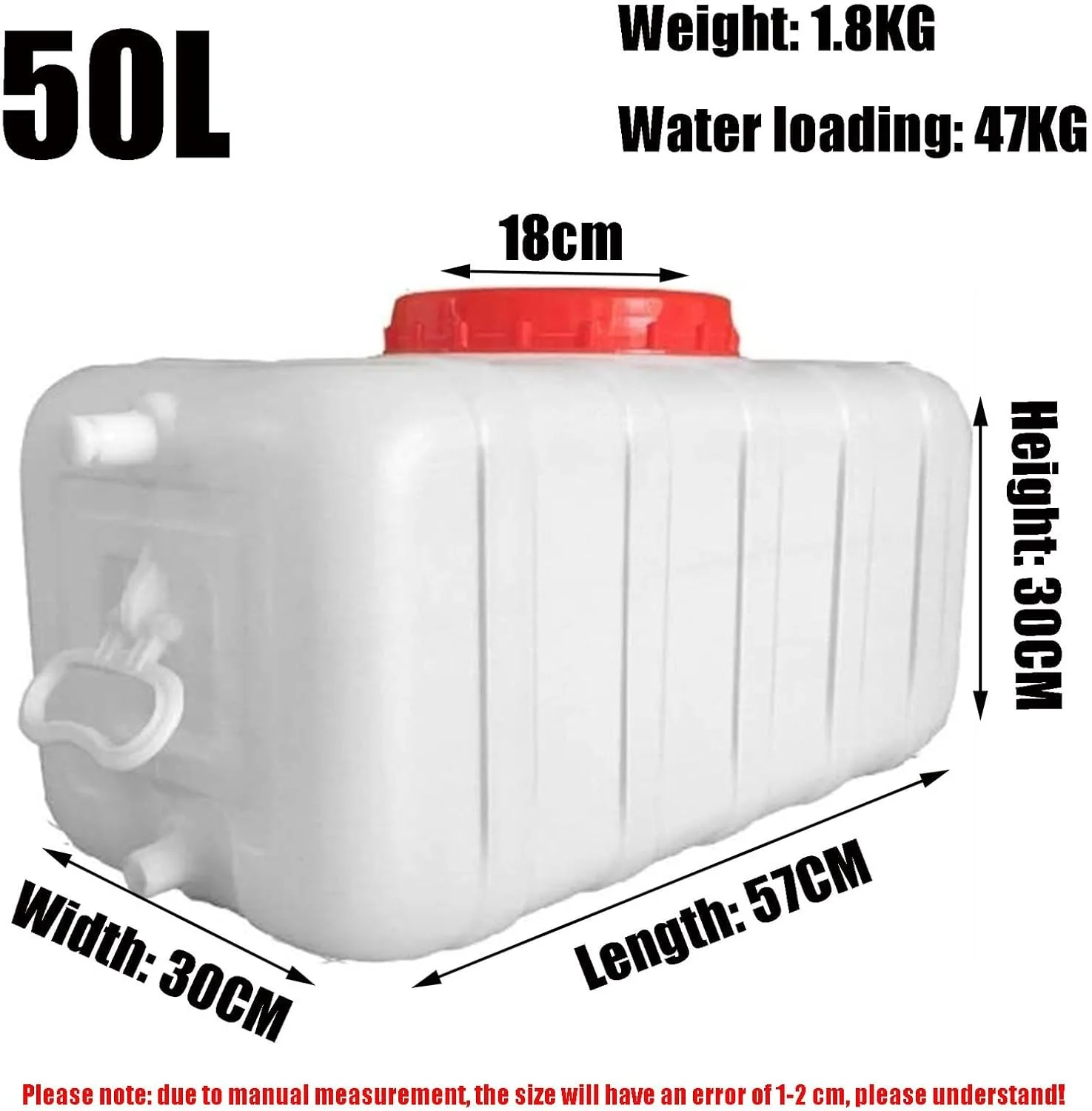 مخزن آب فضای باز JIESOO 25L/50L/100L/150L/200L برای مصارف خانگی، بشکه تانک خارجی ضخیم مستطیل سفید (50 لیتر)