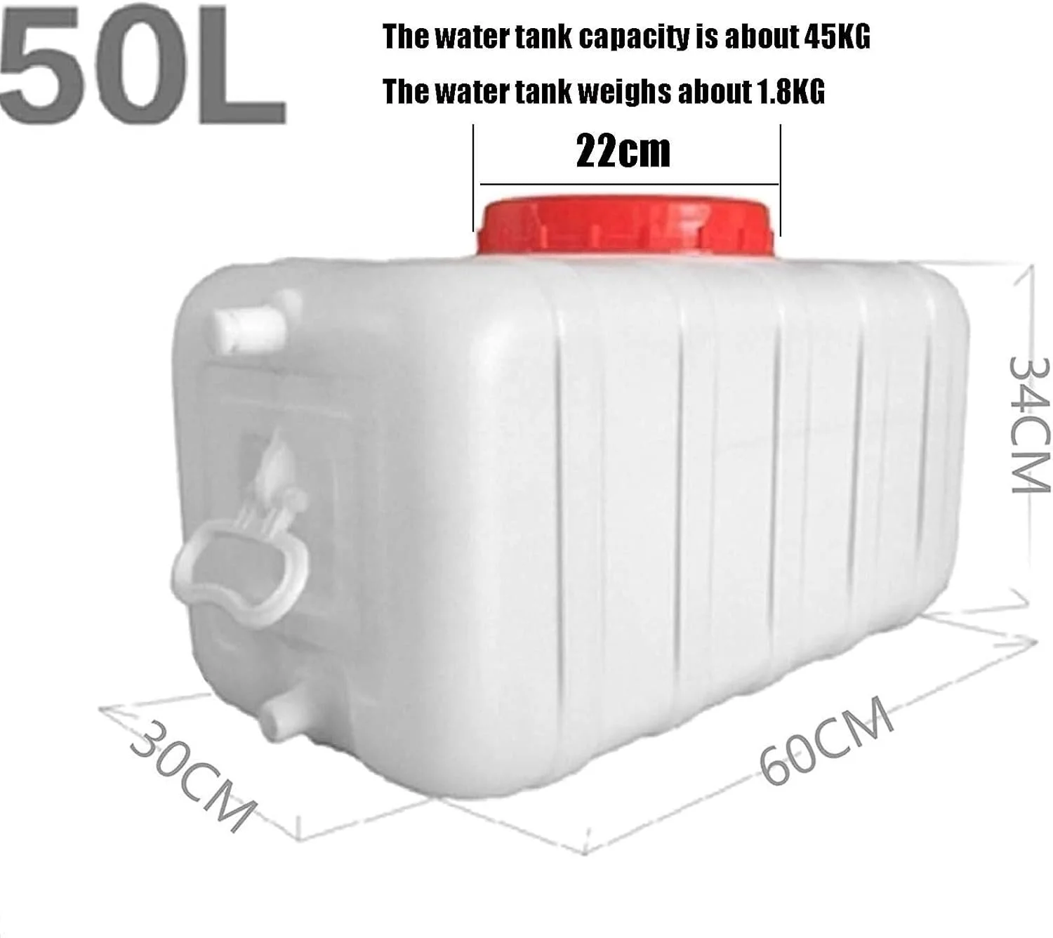 مخزن آب JIESOO 25L/50L/100L/150L/200L، بشکه جمع آوری آب باران مستطیلی، مخزن آب قابل حمل در فضای باز، ظرف آب خودرو، حمل کننده آب (50 لیتر)
