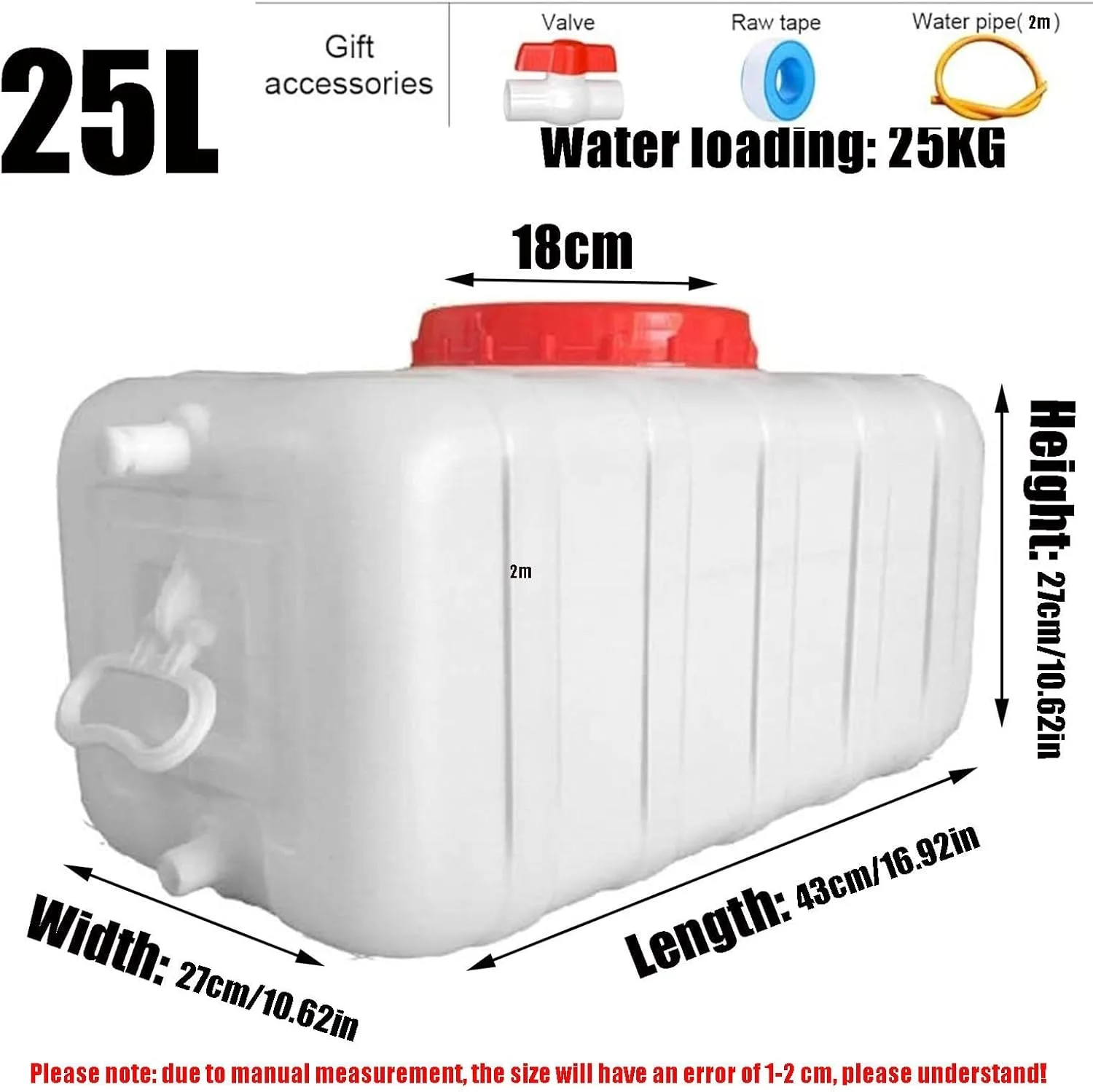 مخزن آب ذخیره سازی آب در فضای باز JIESOO 25L/50L/100L/150L/200L، مخزن آب برای کمپینگ و پیاده روی برای آب سرد - مخزن ذخیره سازی آب چند منظوره کمپینگ (25 لیتر)